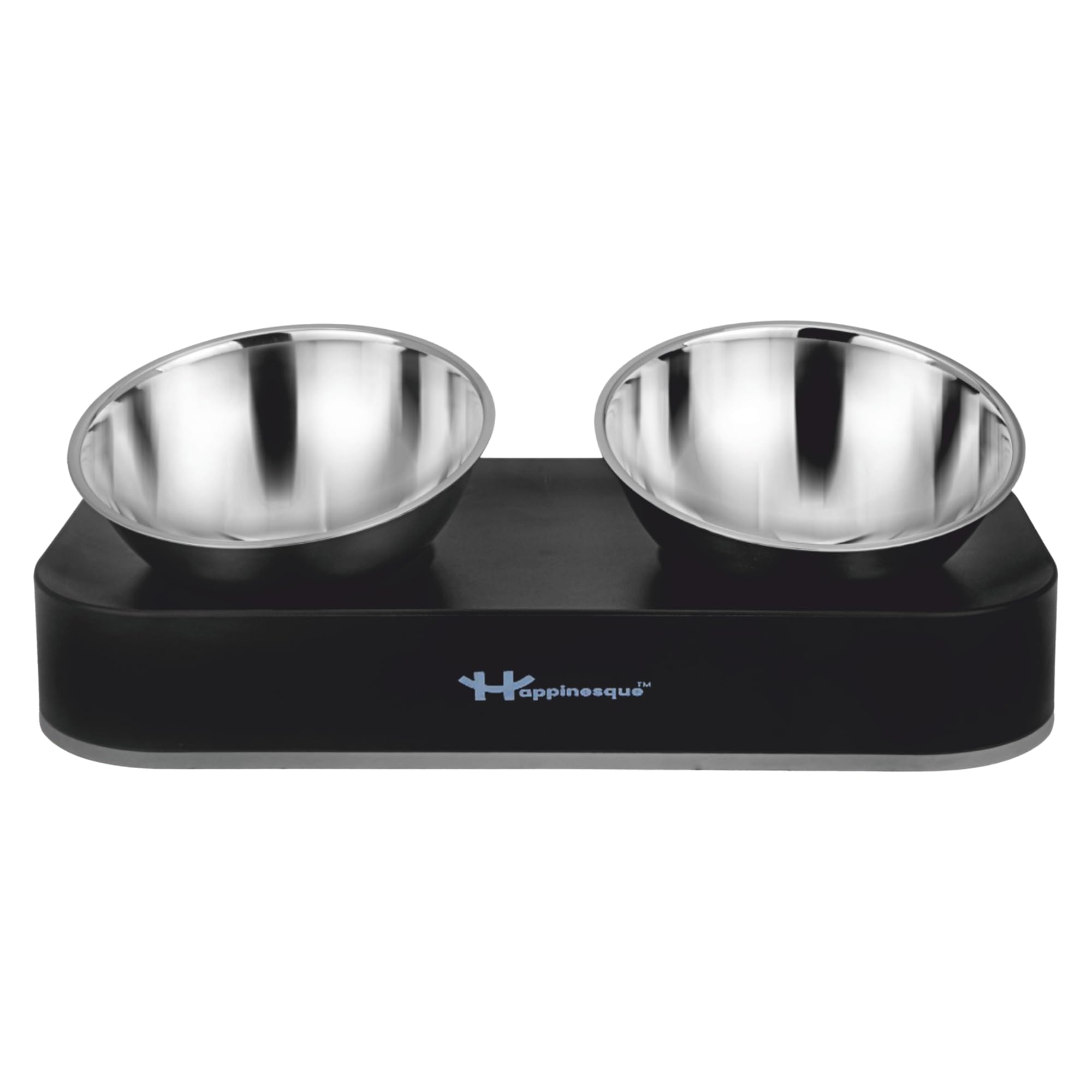 Happinesque Stainless Steel Dog Bowls Elevated | Cat Bowls - Non Slip Cat Water Bowl | Tilted Dog Bowl Set with ABS Base - (2 x 27oz / 800ml - 13.8cm Each)