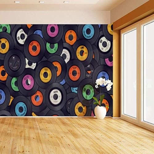 Miniatura 3 de Papel tapiz autoadhesivo con fondo de música retro, papel tapiz autoadhesivo para pared grande, película de vinilo extraíble, estante de papel,