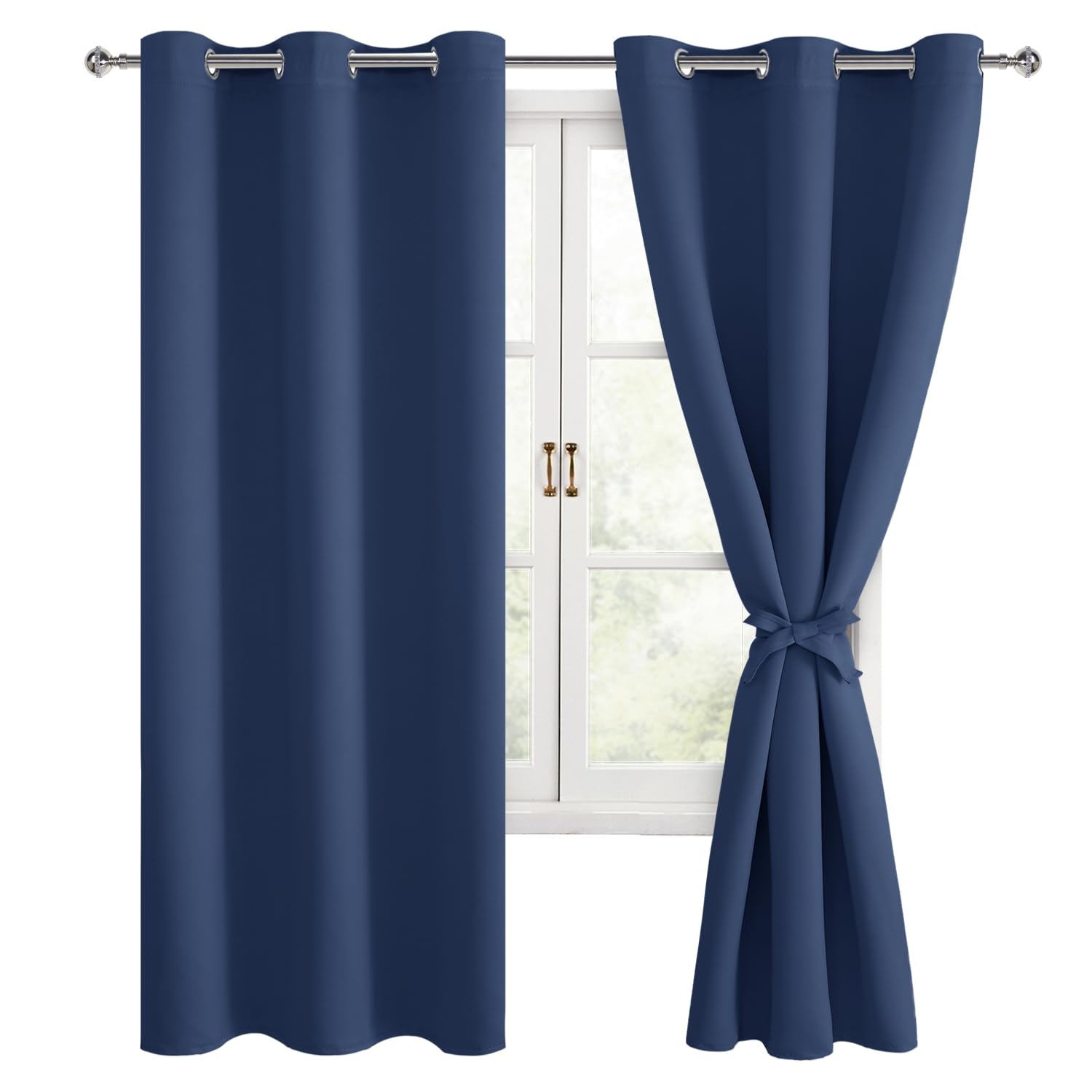 Rideaux occultants pour chambre à coucher Hiasan bleu marine de 183 cm