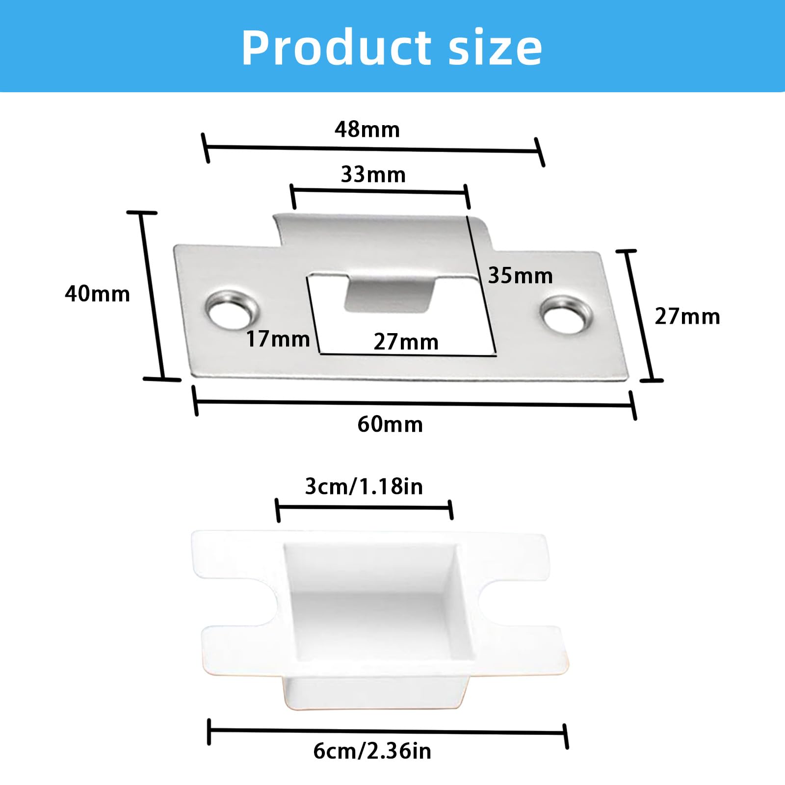 Modurio Door Strike Plate, 10 Pack Stainless Internal Door Latch Plates with Dust Boxes & Matching Screws - Image 2