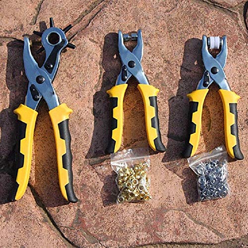 YWNYT 3 in 1 Leather Belt Hole Punch+ Eyelet Plier +Snap Button Grommet Setter Tool Kit Puncher for Belts,Watch Bands,Straps,Dog Collars,Saddles,Shoes,Fabric Leathercrafts - Thumbnail 6