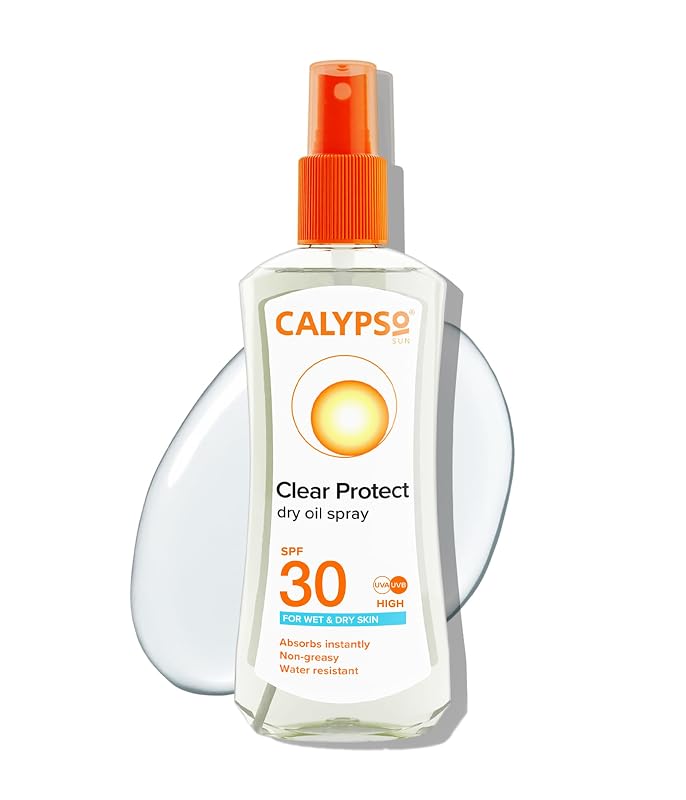 Protetor solar corporal em óleo seco spray Calypso Wet Skin SPF30, 200 mL