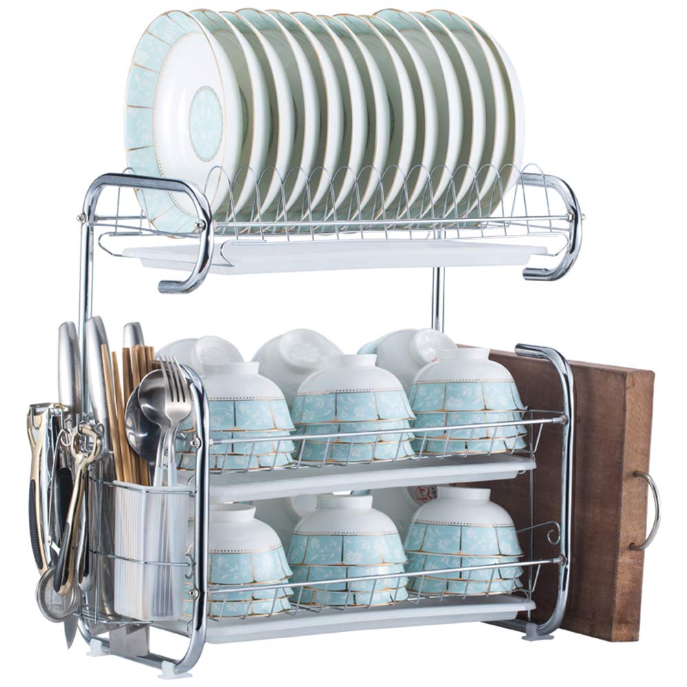 Escurridor de Platos de Acero Inoxidable multifunción para Cocina, escurridor de Cubiertos, Alfombrillas Antideslizantes, escurridor de vajilla.