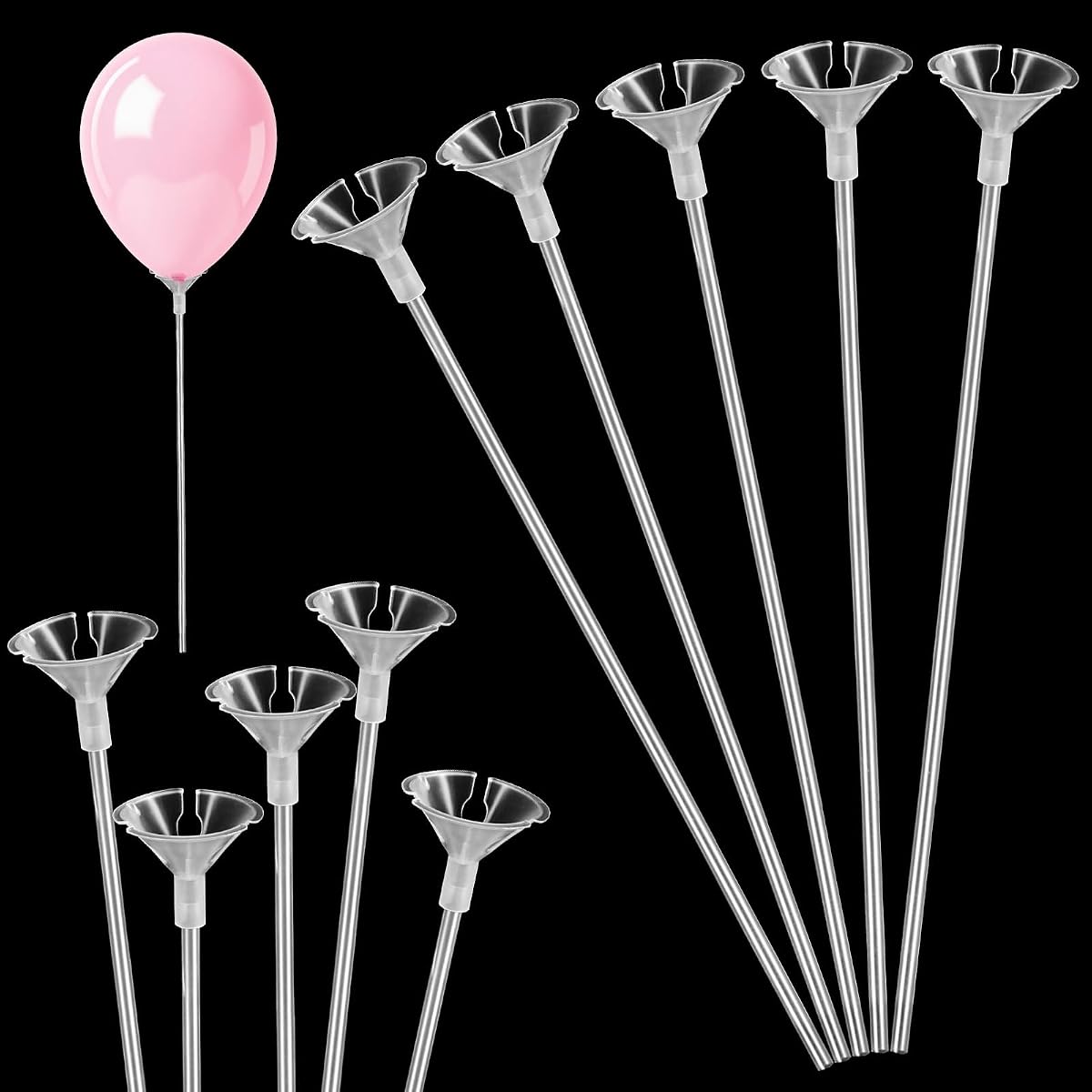 20 Pcs Balloon Holder Sticks, Plastic Balloon Sticks with Bases | Reusable Balloon Holder Long Balloons Holders Stick for Tying Balloon Birthday Parties Graduation Holiday Wedding Anniversary