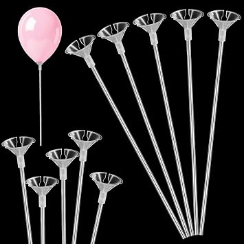 30 Pcs Balloon Sticks, Plastic Balloon Sticks with Bases Balloon Holder Sticks Weights for Tying Balloon Birthday Parties, Graduation, Holiday, Wedding, Anniversary Decoration