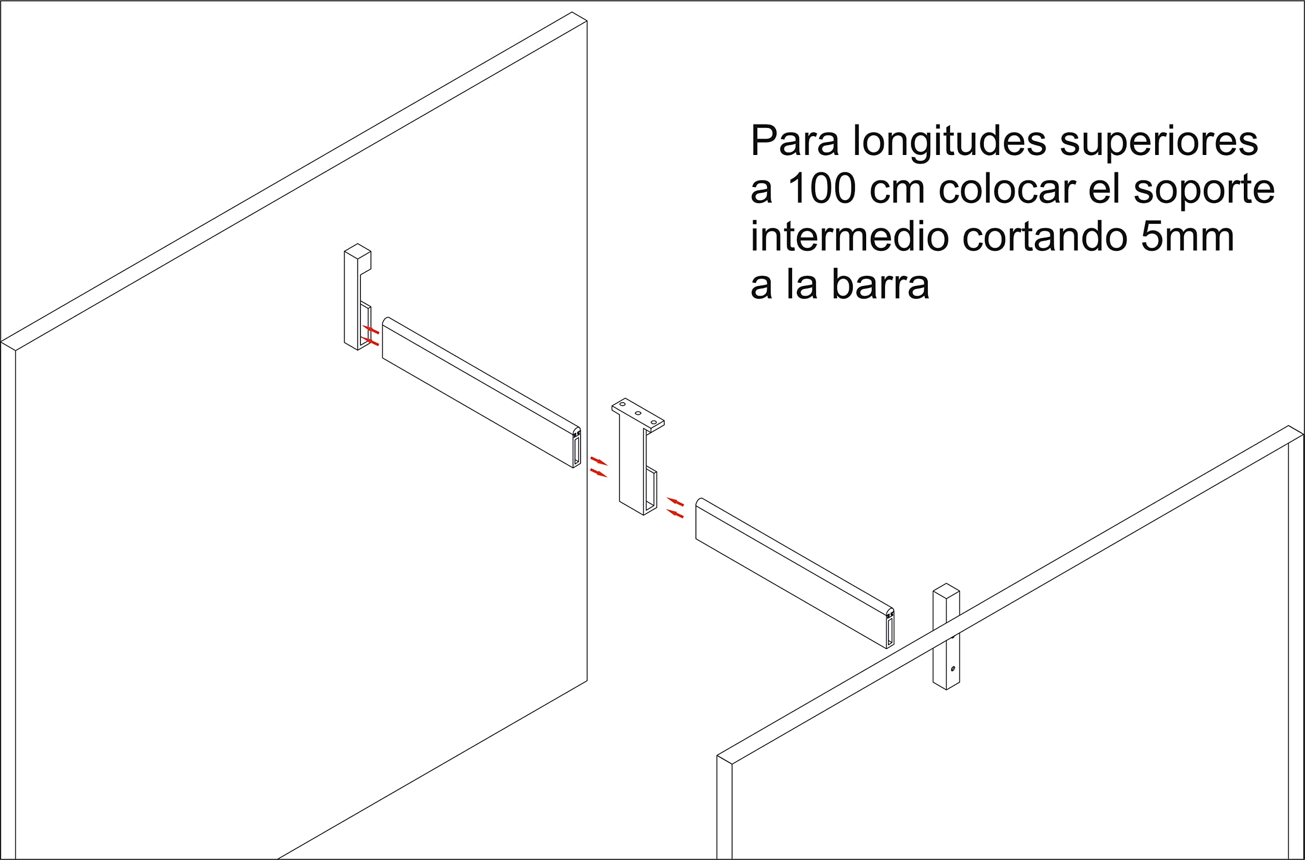 SHJ - Kit Barra de Armario Perchero Rectangular con Goma para mejor soporte y durabilidad. Diseño Innovador. Fácil Instalación. ¡Olvídate de percheros rayados!. (300 cm, Gris Metal)
