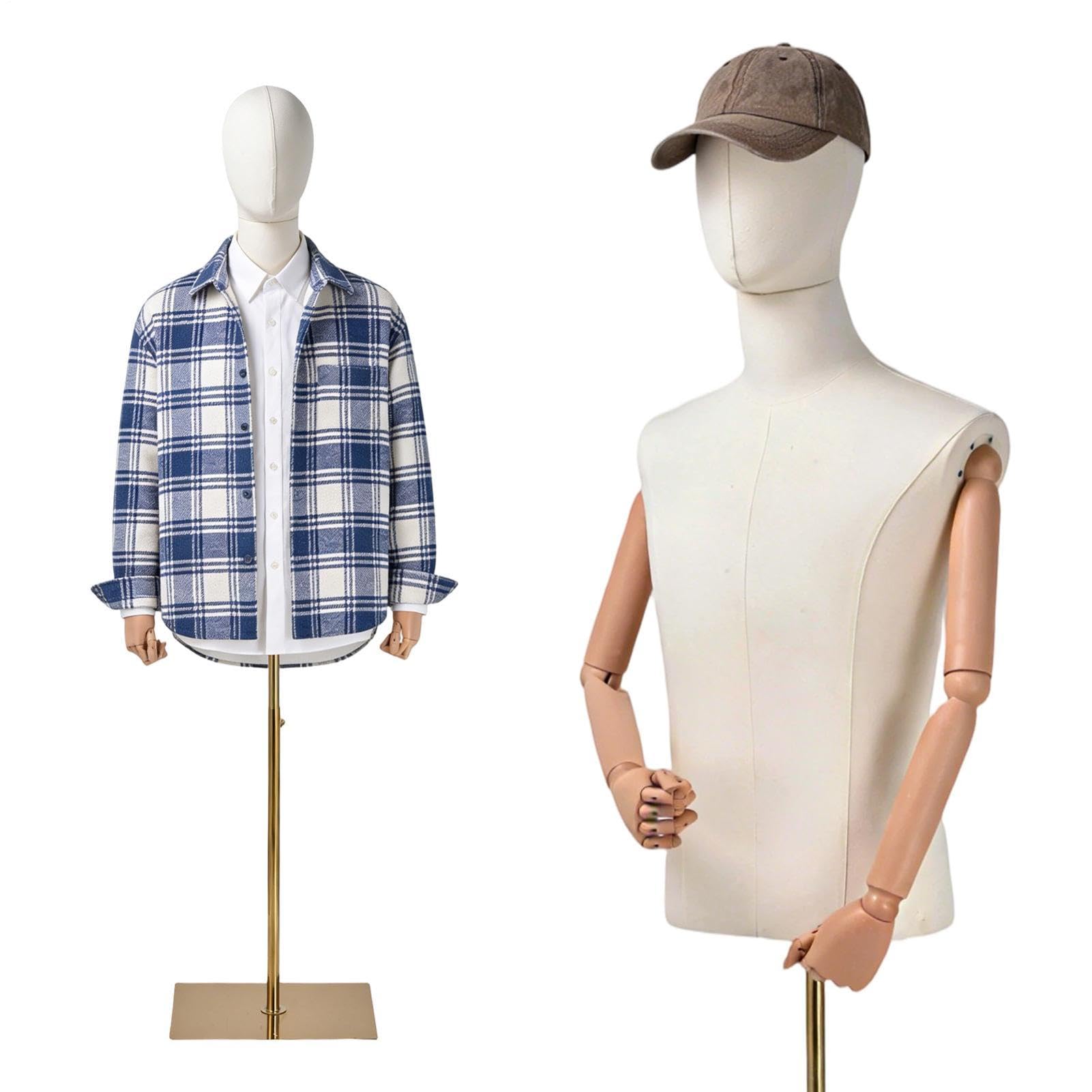 Torso de maniquí Masculino, Altura Ajustable de 160 a 212 cm