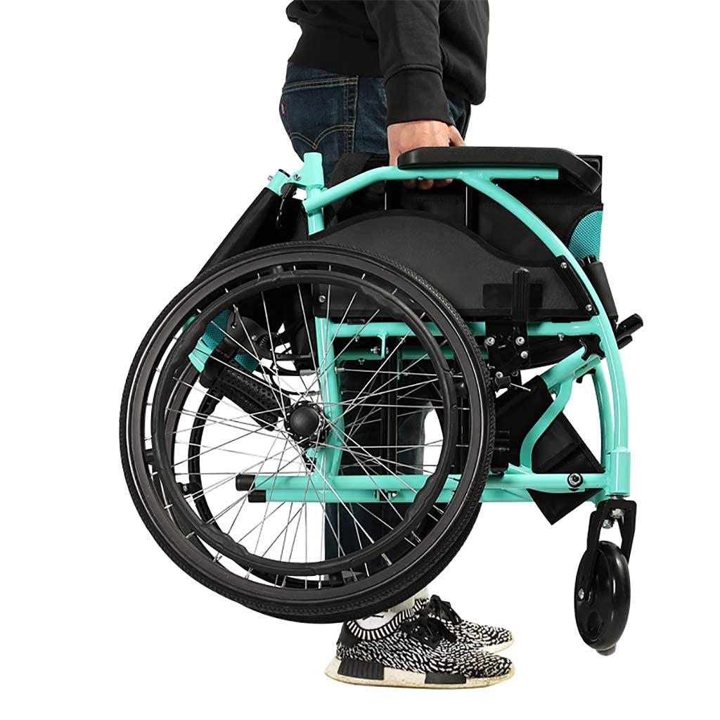 Silla de ruedas Manual plegable, freno de mano, marco de aluminio, ultraligera para adultos, carrito de Scooter para personas mayores con discapacidad