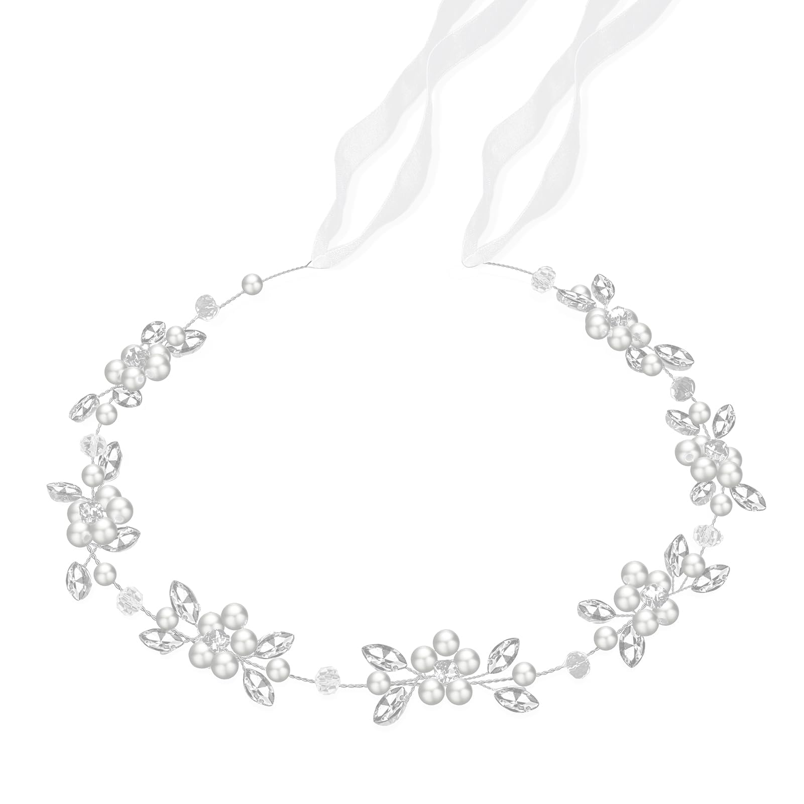 Coroncina Comunione Bambina, Fasce Capelli per Bambina in Fiore e Damigella, Coroncinas Fiori per Capelli con Perle, Accessori per Capelli per Comunione e Battesimo, Matrimoni, Compleanni e Feste