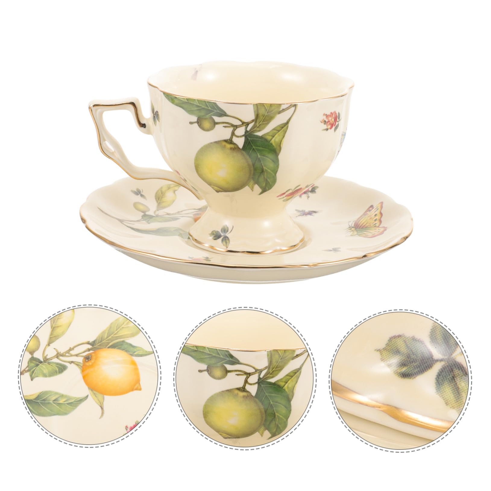 DOITOOL Keramik Cappuccino Becher Satz mit Untertasse 1 Satz Vintage Retro