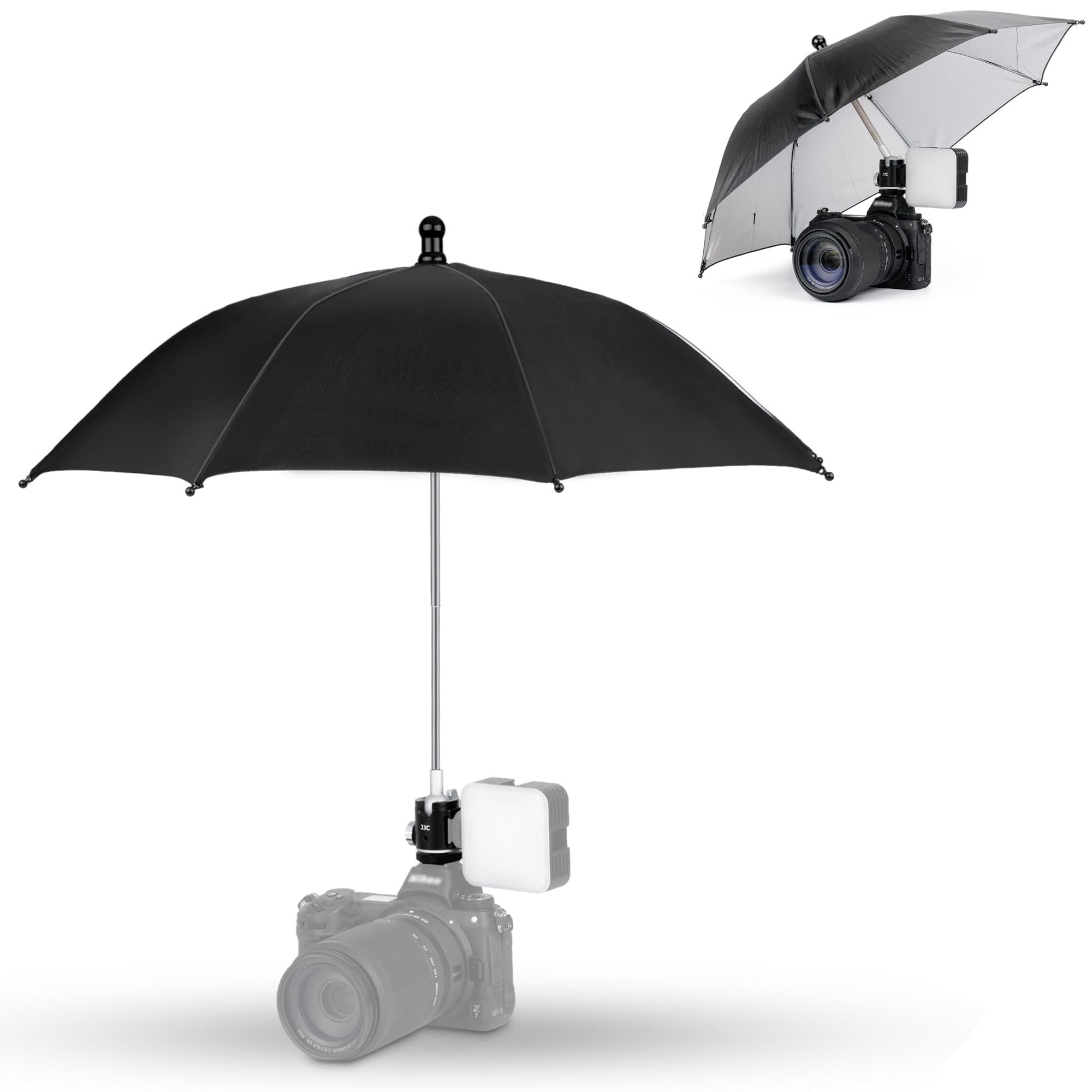3 Level Height Adjustable Camera Hot Shoe Umbrella, Upgrade Rain Umbrella with Cold Shoe Mount, Rain Cover Protector Sunshade for Canon Sony Nikon