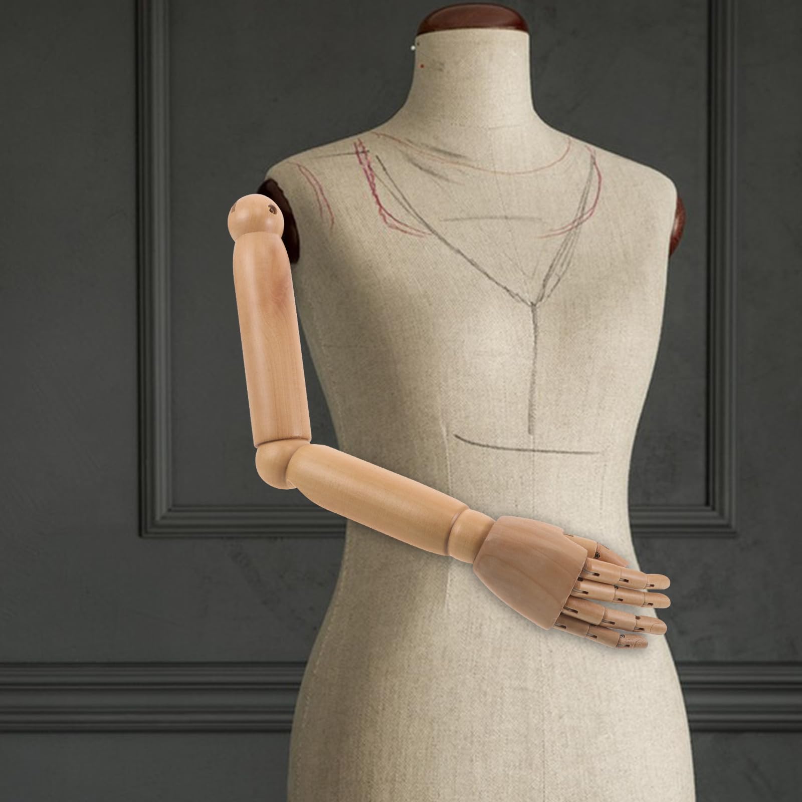 SUPVOX Bras D'exposition de Mannequin Articulé en Bois et Acier, Facile à Installer, Poseable, Esthétique Naturelle, pour Jeux de Rôle et Exposition