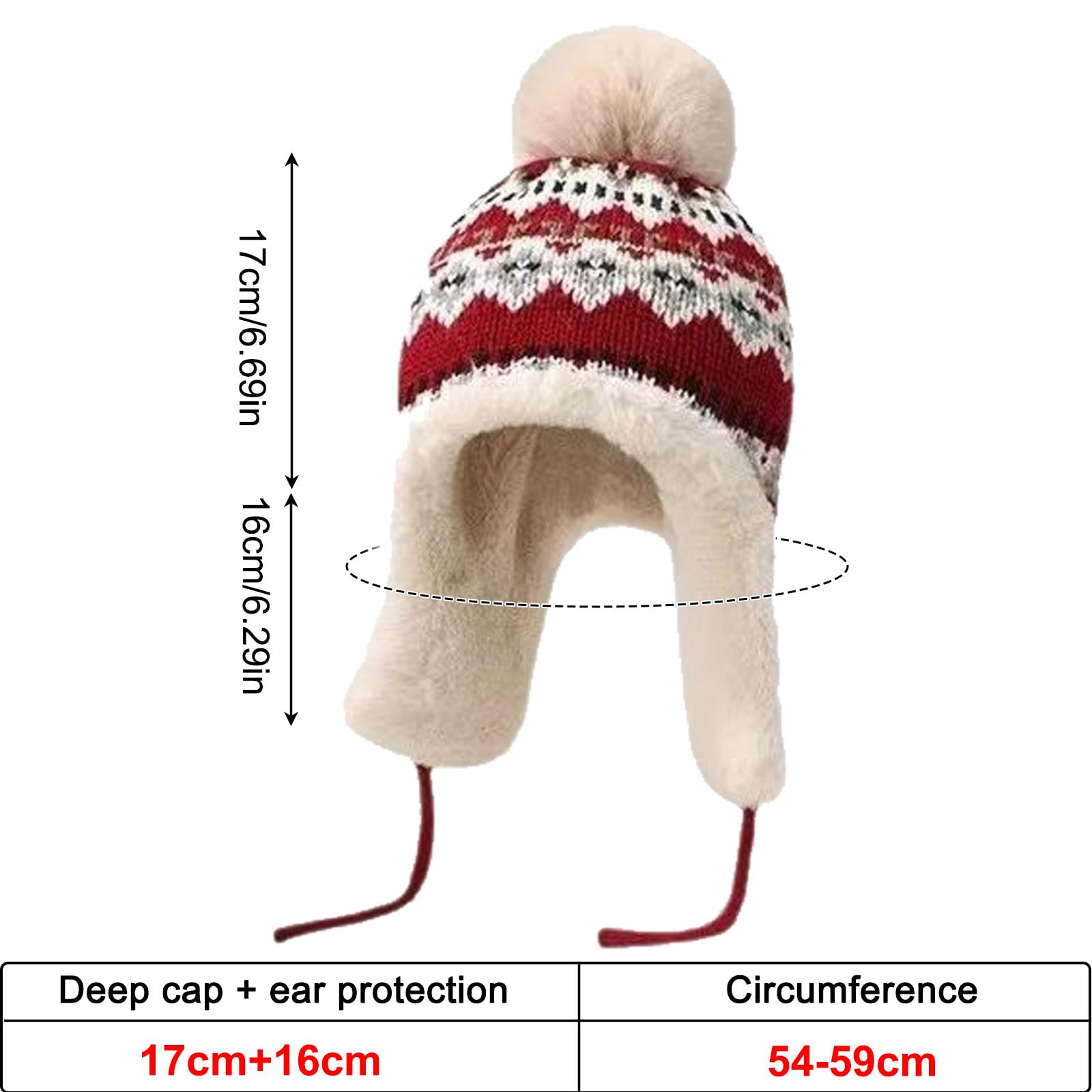 Bonnet Russe, Chapka d'hiver Bonnets de Trappeur Femme, Ushanka Bonnet Cache Oreille Femme, Chapeau de Trappeur Épaisse, Coupe-Vent Casquette Hiver avec Protège-Oreilles pour Temps Froid
