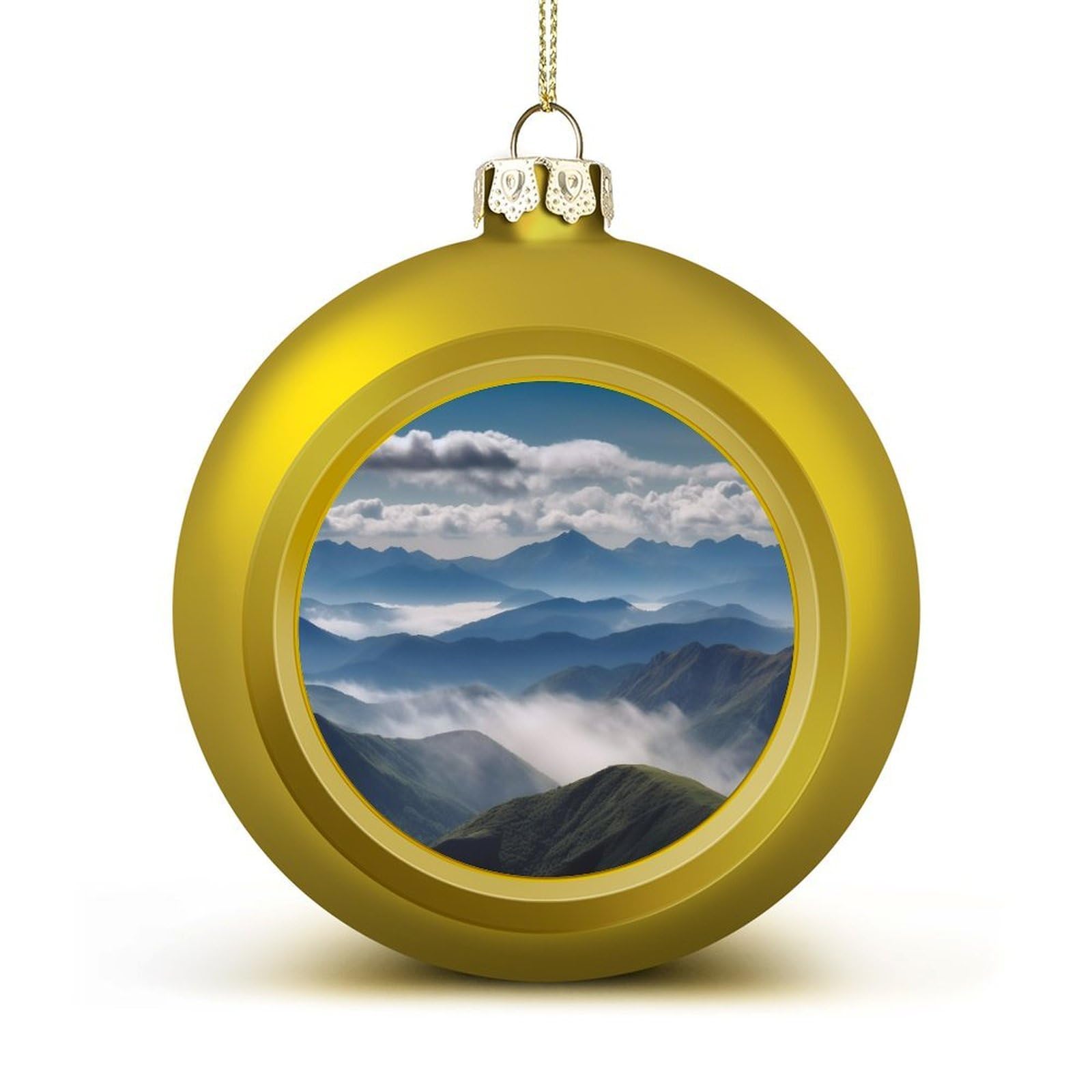 Landscape with Mountains and Clouds Christmas Balls Ornaments for Xmas Christmas Tree 1.6" Hanging Shatterproof Xmas Balls Hanging Decor Pendants for Holiday Party Outdoor Indoor DIY Craft Supplies