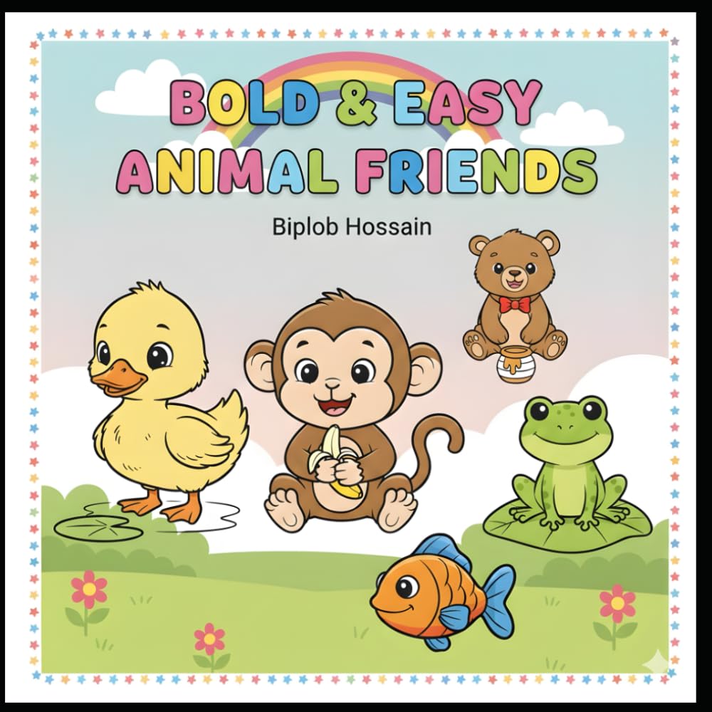 Bold & Easy Animal Friends: My First Toddler Coloring Book with Large Outlines: Simple Animal Pages for Kids Ages 3-6, Preschoolers, and Kindergarten Preparation