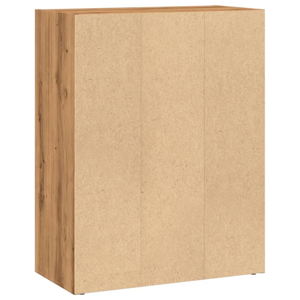 Bücherregal Artisan-Eiche aus Holzwerkstoff 60x30x77 cm freistehend mit Fächern, schmales Regalsystem für Wohnzimmer, Büro, Arbeitszimmer als Aufbewahrung, Raumteiler