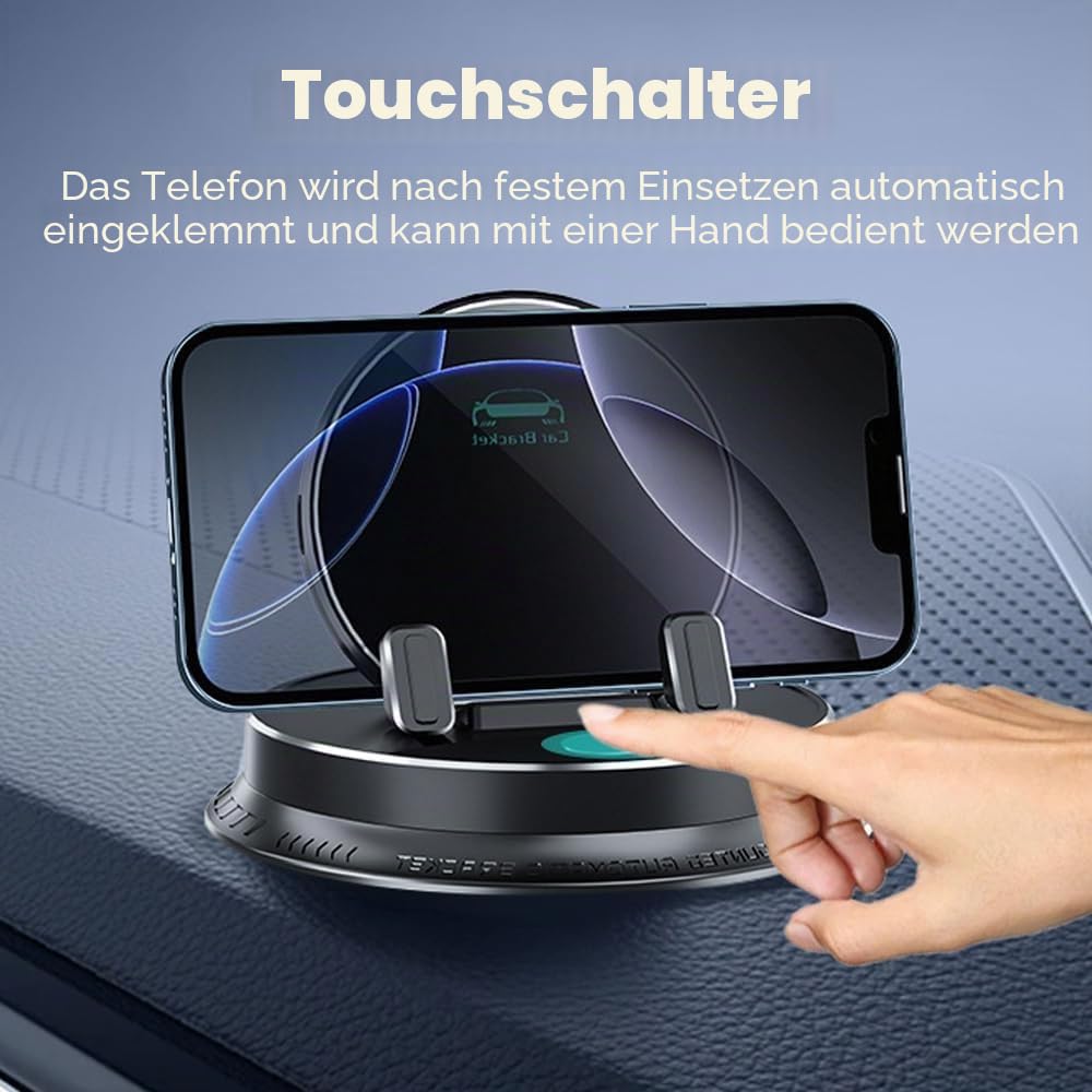 Multifunktionaler Handyhalter, Deloyye Handy Halterung, 360-Grad-Drehbare Handyhalterung Fürs Armaturenbrett Im Auto, Touch Switch Automatic Sensing, Universal 360 Car Phone Holder (*2)