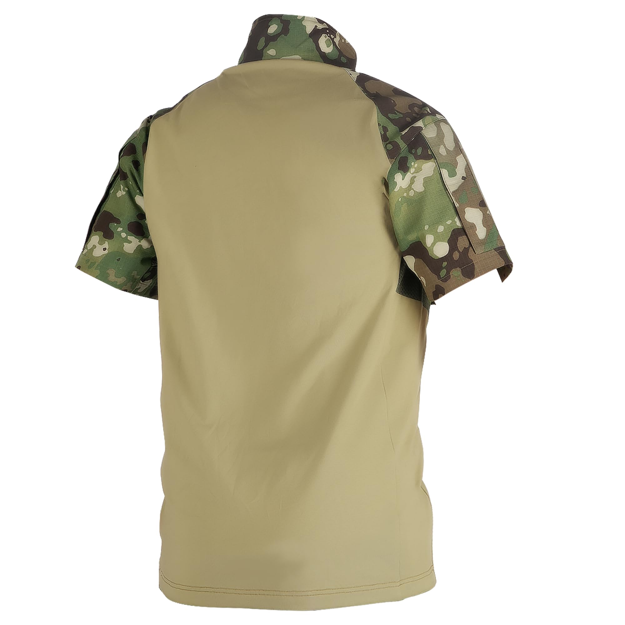 Camisetas de camuflaje para hombre, de secado rápido, con cremallera de 1/4, elástica, manga corta, con 2 bolsillos