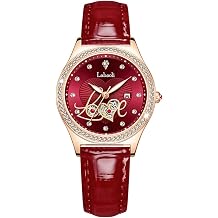 Watches for Women Diamond Leather Band Fashion Dress Casual Ladies Female Waterproof Wife Luxury Gifts Love Red Wrist Watch