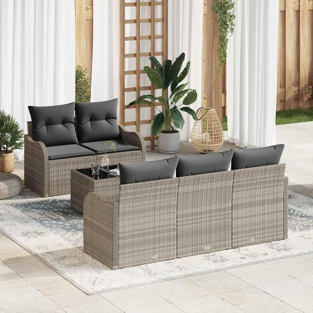 vidaXL Zestaw Sof na Ogród 6 szt. 5-Liczba miejsc | Modułowa budowa, którą łatwo dopasujesz, Solidne materiały do użytku na zewnątrz, Mięciutkie poduszki dla pełni relaksu