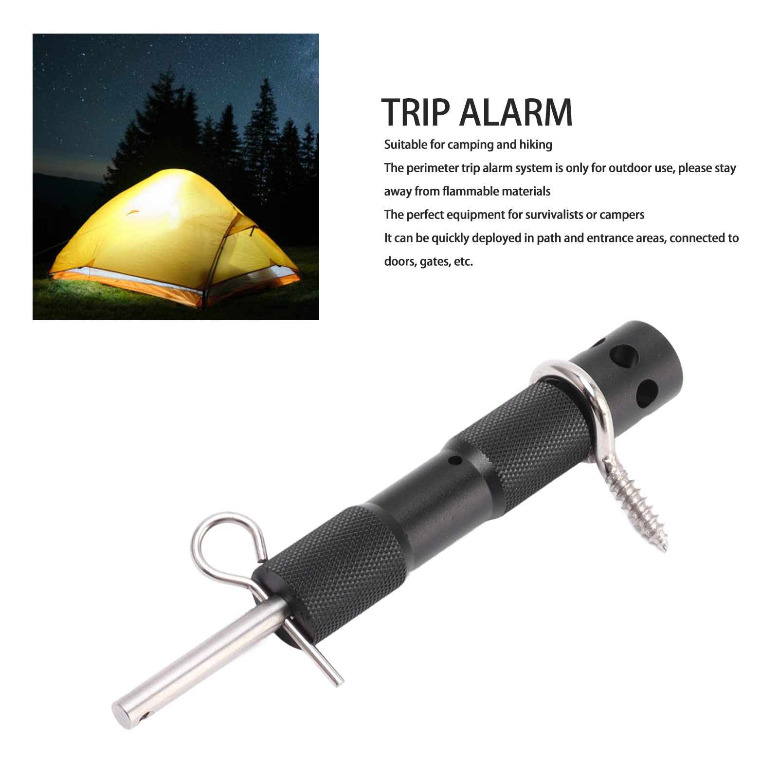 Kit D'alarme de Déclenchement Périmétrique, Dispositif D'alarme de Fil de Déclenchement de Camping en Alliage D'aluminium, Système de sécurité D'alerte Précoce pour la sécurité