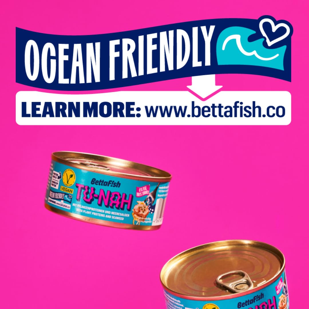 BettaF!sh TU-NAH - Repuesto para atún (6 x 140 g, sustituto vegano, rico en proteínas, Omega 3, vitamina B12, alternativa a pescado, sin soja, vegetariano
