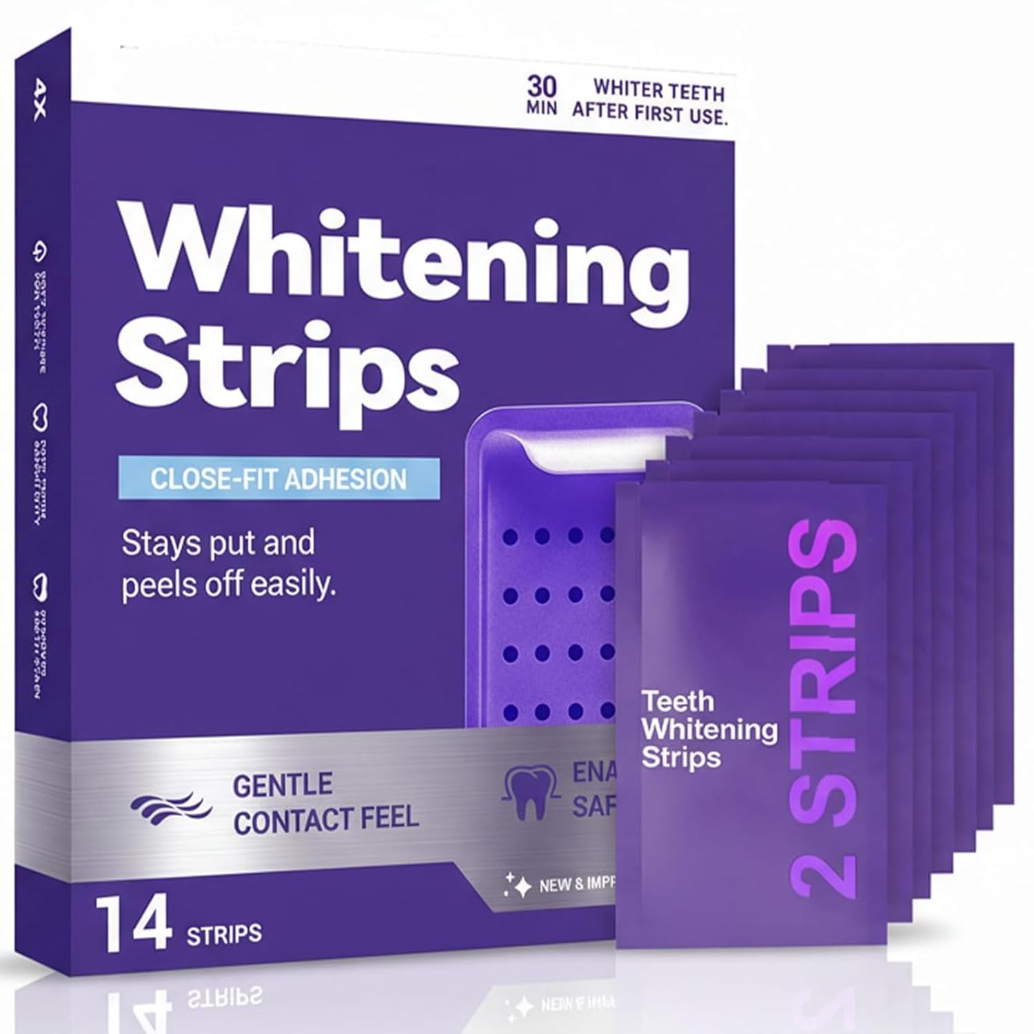 14 Pcs Purple Teeth Whitening Strips, Effectively Removes Surface Stains & Natural Shine,Fit for Daily Use, Enamel Safe,Comfortable Wear