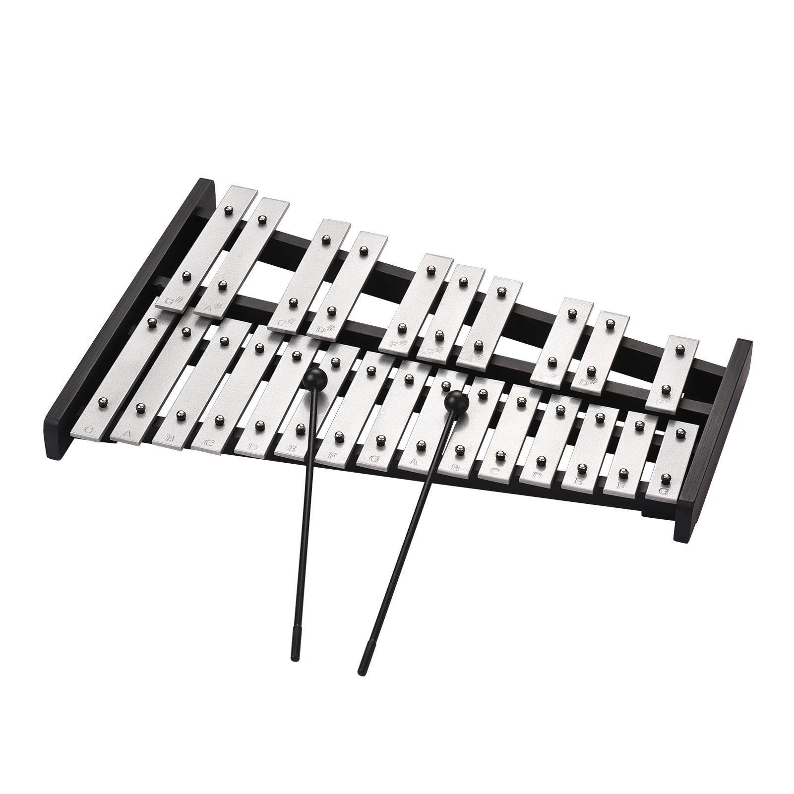 Xilófono Glockenspiel Plegable De 25 Notas Base De Madera Percusión De Aluminio Con Transporte
