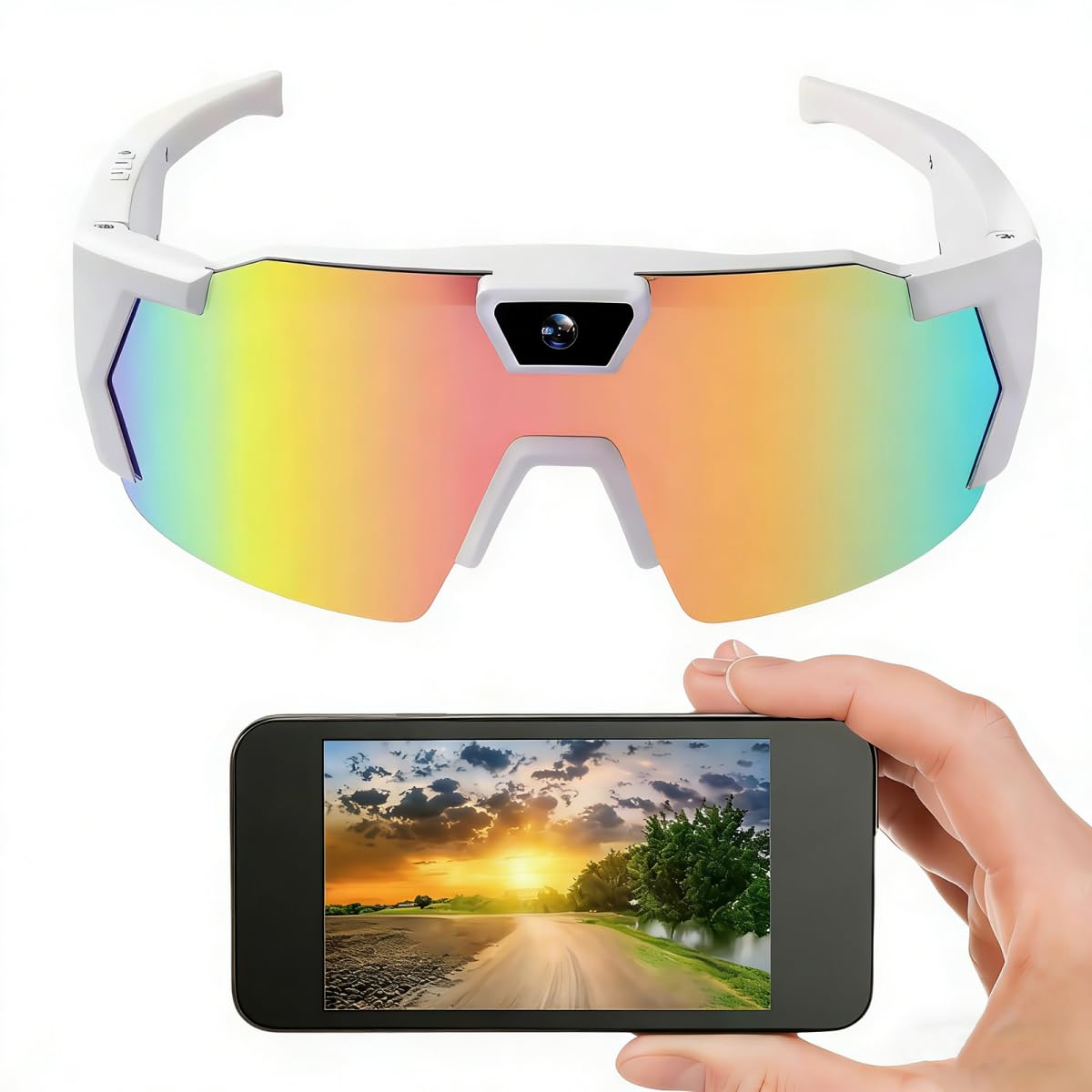 Occhiali da sole con action camera 4K, occhiali per registrazione video POV, per escursionismo, ciclismo, baseball, videocamere sportive intelligenti polarizzate a mani libere, per uomini e donne