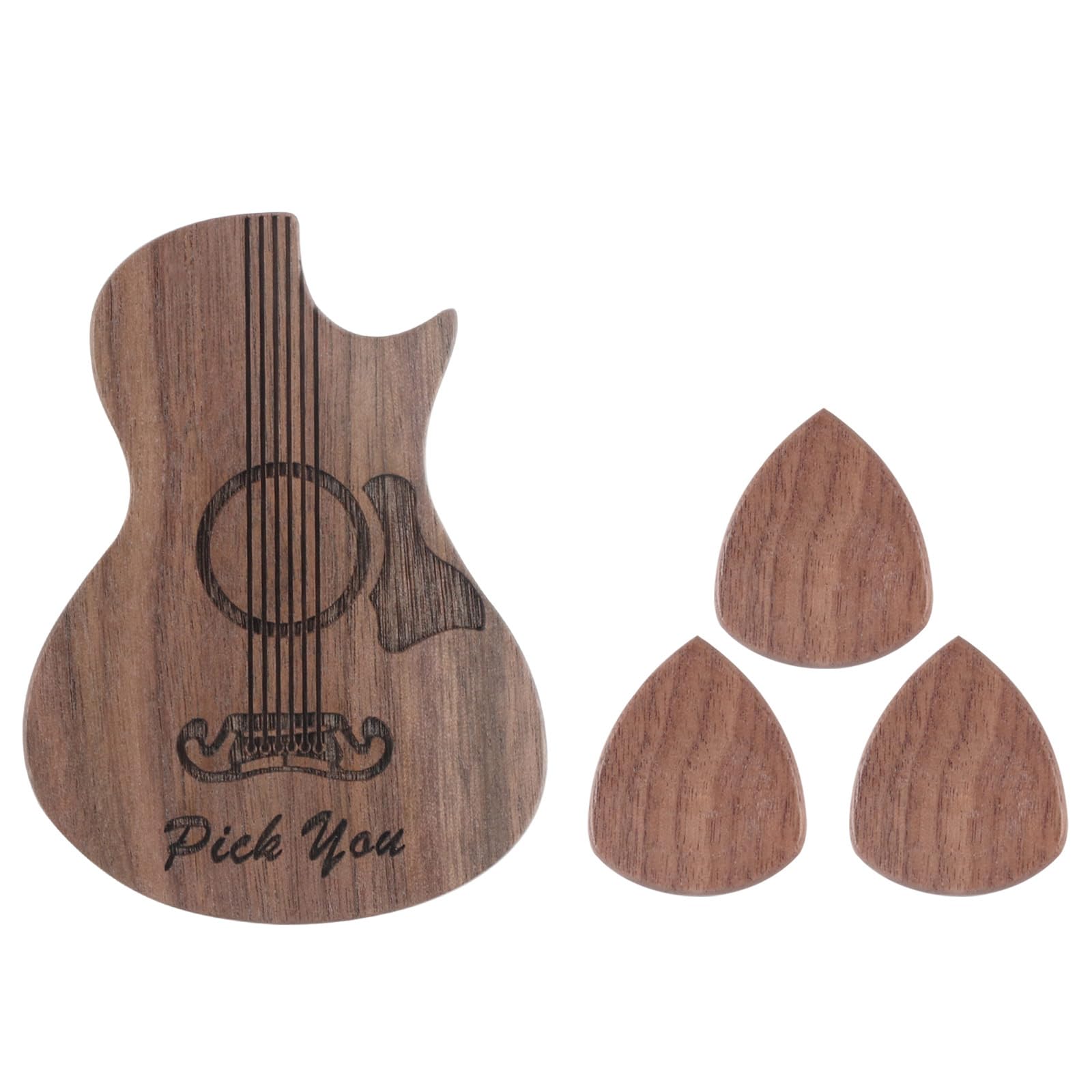 COOLHOOD Wood Guitar Pick Box Portable Guitar Plectrums Holder Rotating Open Guitar Pick Storage Cases For Guitarists Beginners