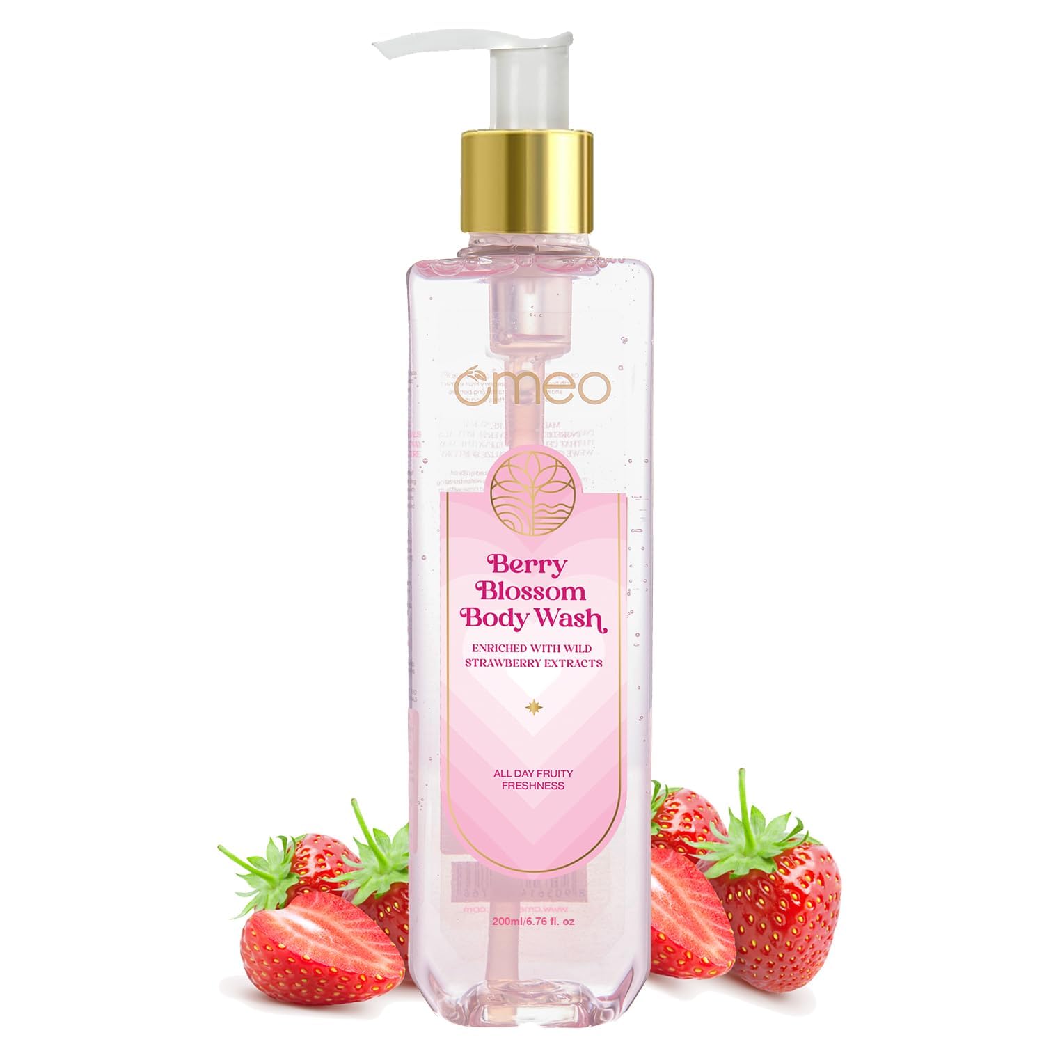 PRZX Berry Blossom Strawberry Body Wash Shower Gel for Women Men 200ml Refreshing Daily Cleanser with Glycerin Gentle