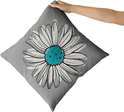 Miniatura 8 de aportt Juego de 2 fundas de almohada de margaritas turquesa de 18 x 18 pulgadas, fundas de sofá florales modernas abstractas con flores, decoración