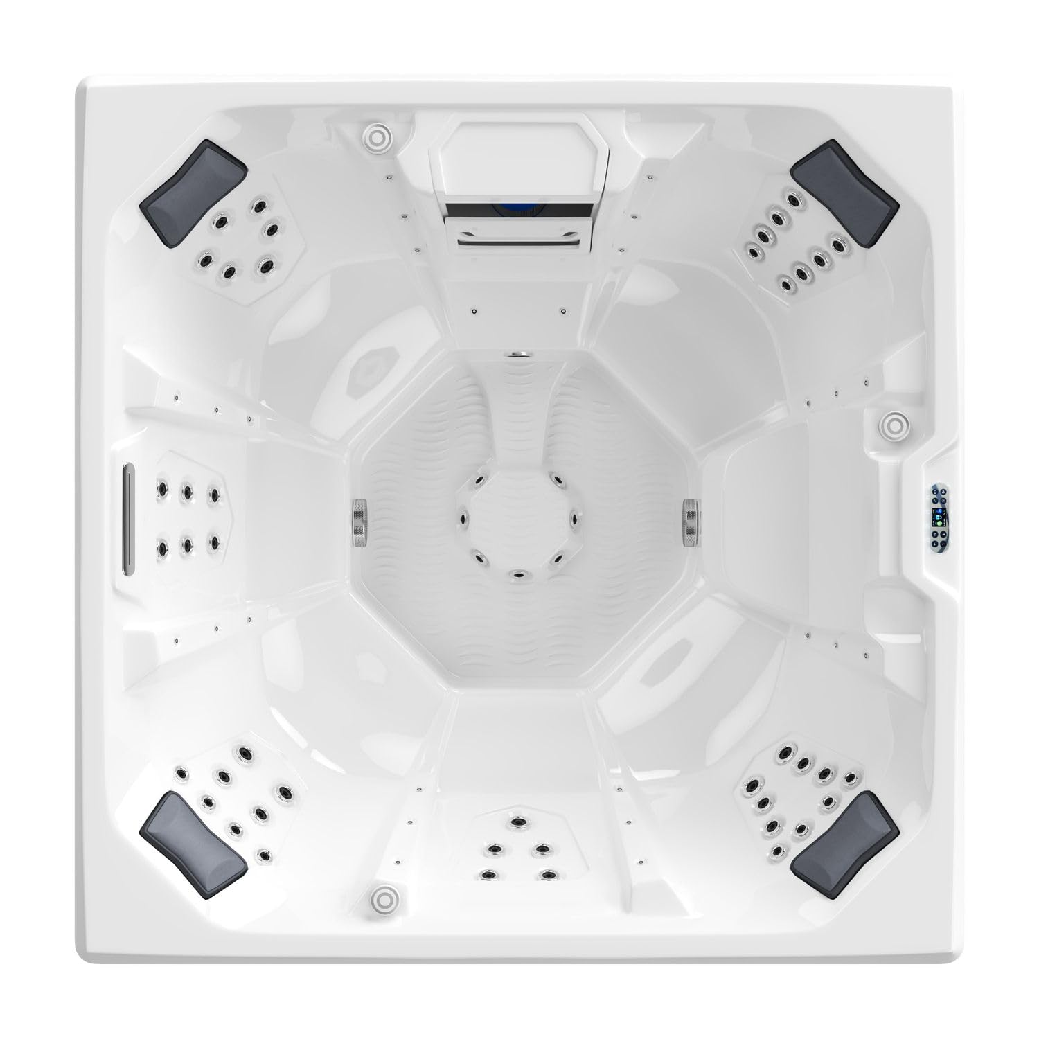 Tronitechnik® Outdoor Whirlpool Spa TORCELLO außen Badewanne weiß 210cm x 210cm mit Heizung, Hydromassage und Farblichtherapie