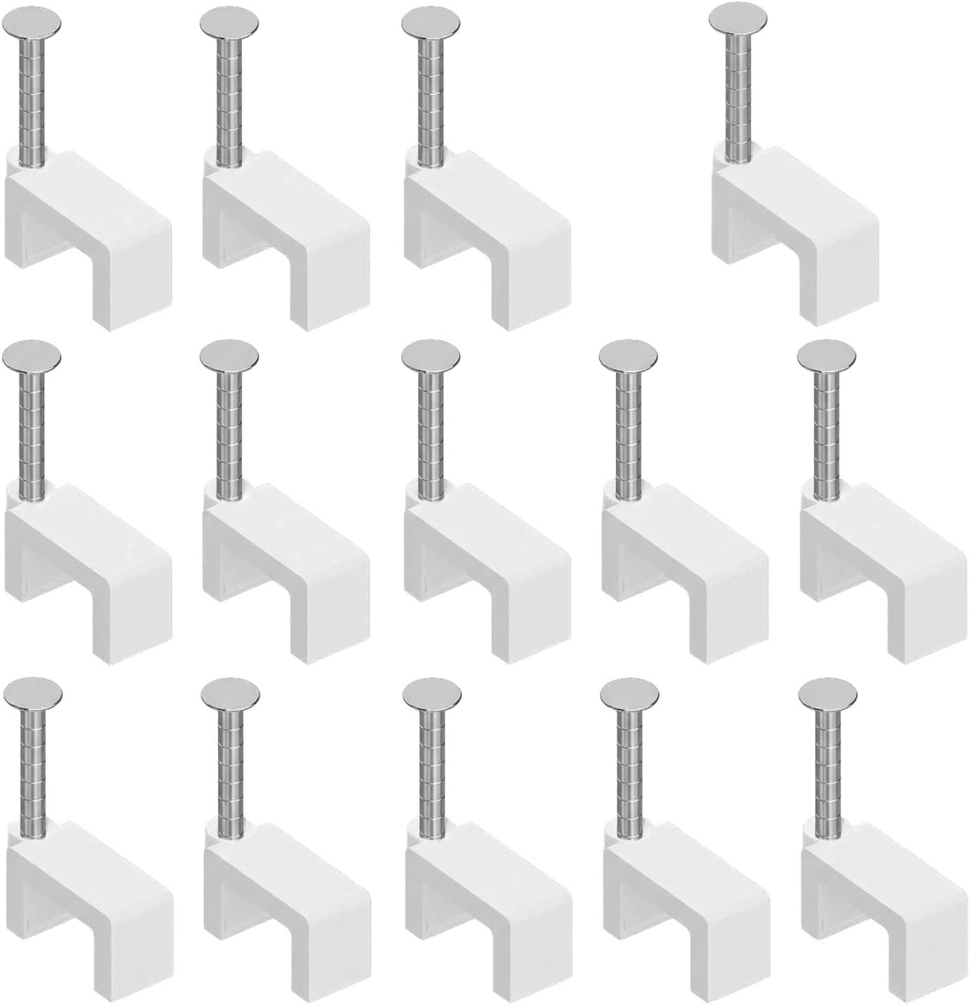 100PCS Cable Clips, Nail-in Wall Clips for Organizing Ethernet, Coaxial, Speaker Wires, Flat & Round Cables, Cord Management Clips (10MM/100PCS,WHITE)
