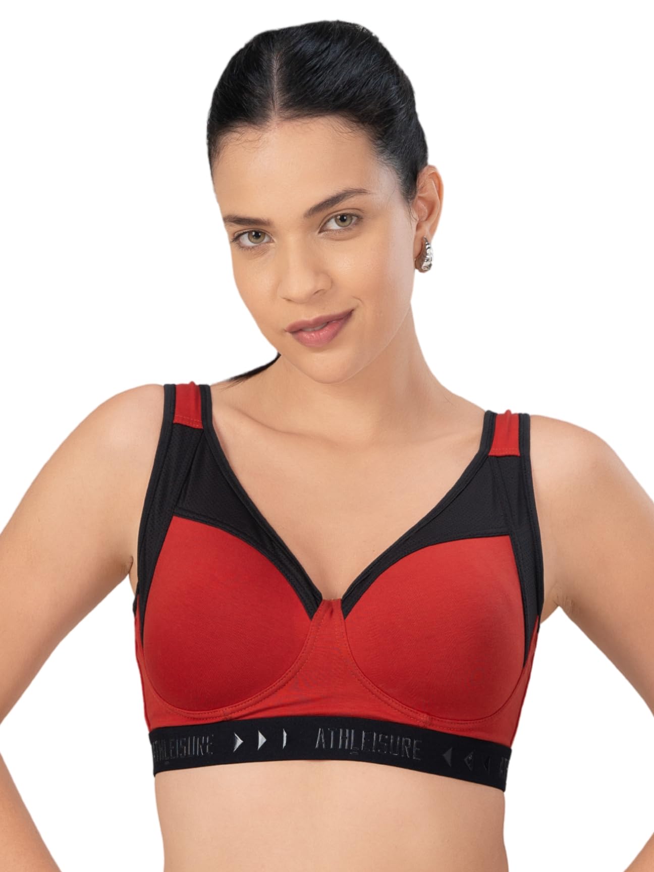 Women Girls Non Wired Padded Sports Bra in Orange Color- Energy Bra - AO