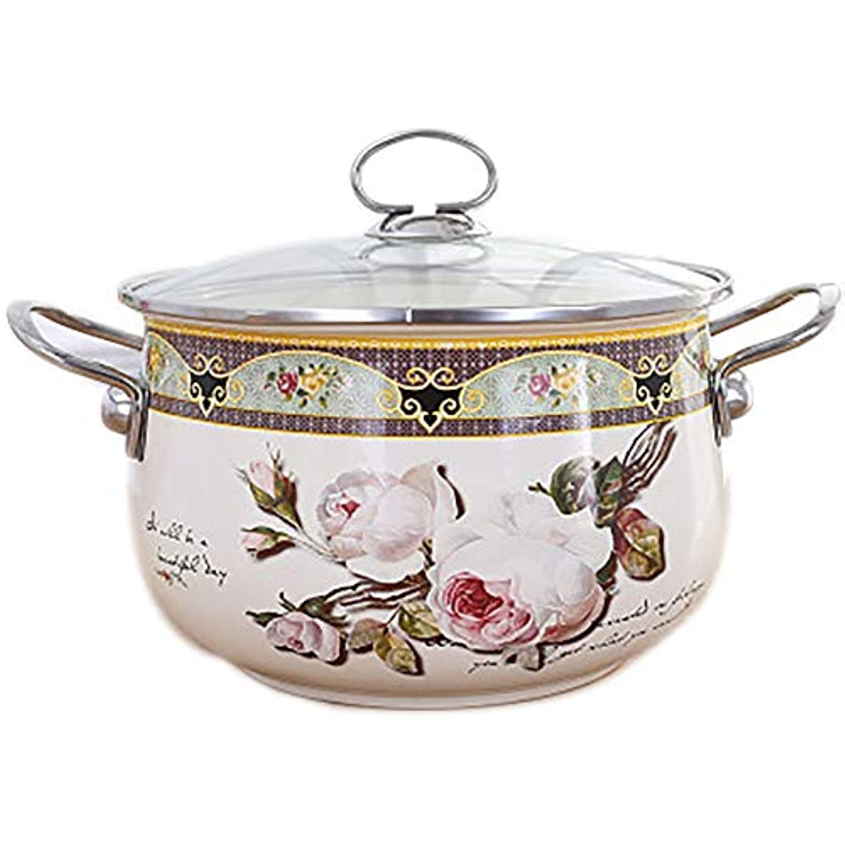 EdirFtra 3L Enamel Cooking Pot, 20CM, 3.5kg Max Weight, With Lid, Painted Finish, Suitable for Gas & Induction Stovetop