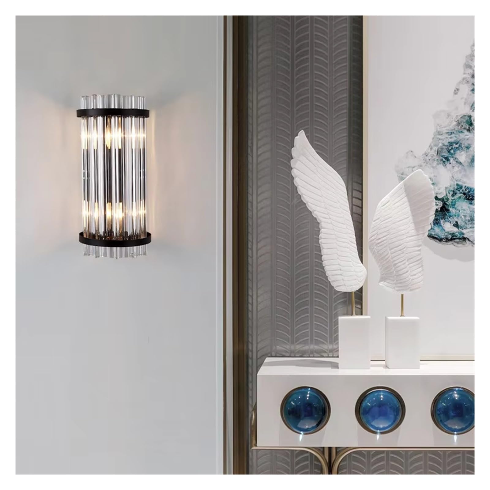 ZTCHSENZT Bedroom Bedside Crystal Wall Lamp Living Room Background Sconces Staircase Aisle Led Indoor Lighting Home,Black