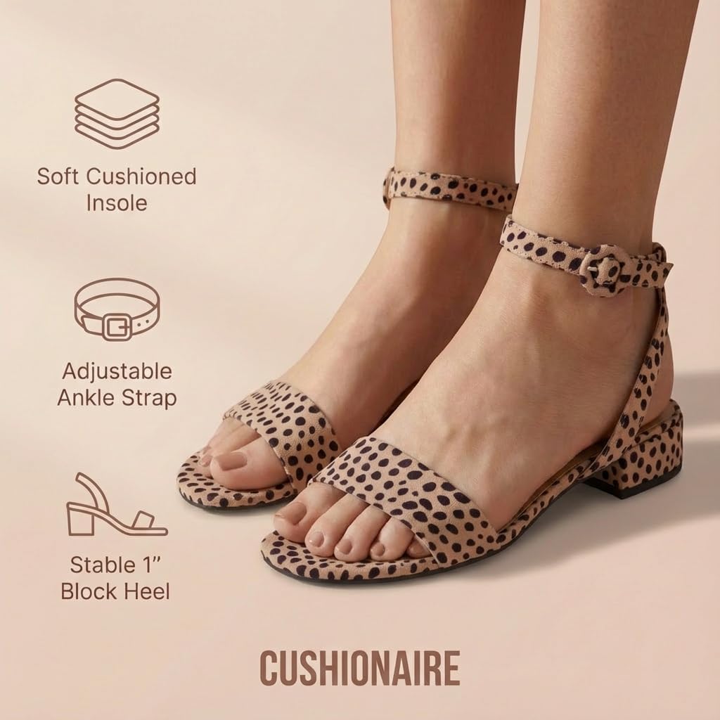 CUSHIONAIRE Nobu One Band Low Block Heel Womens Sandals, Comfortable Dress Shoes for Women with Adjustable Ankle Strap - Image 5