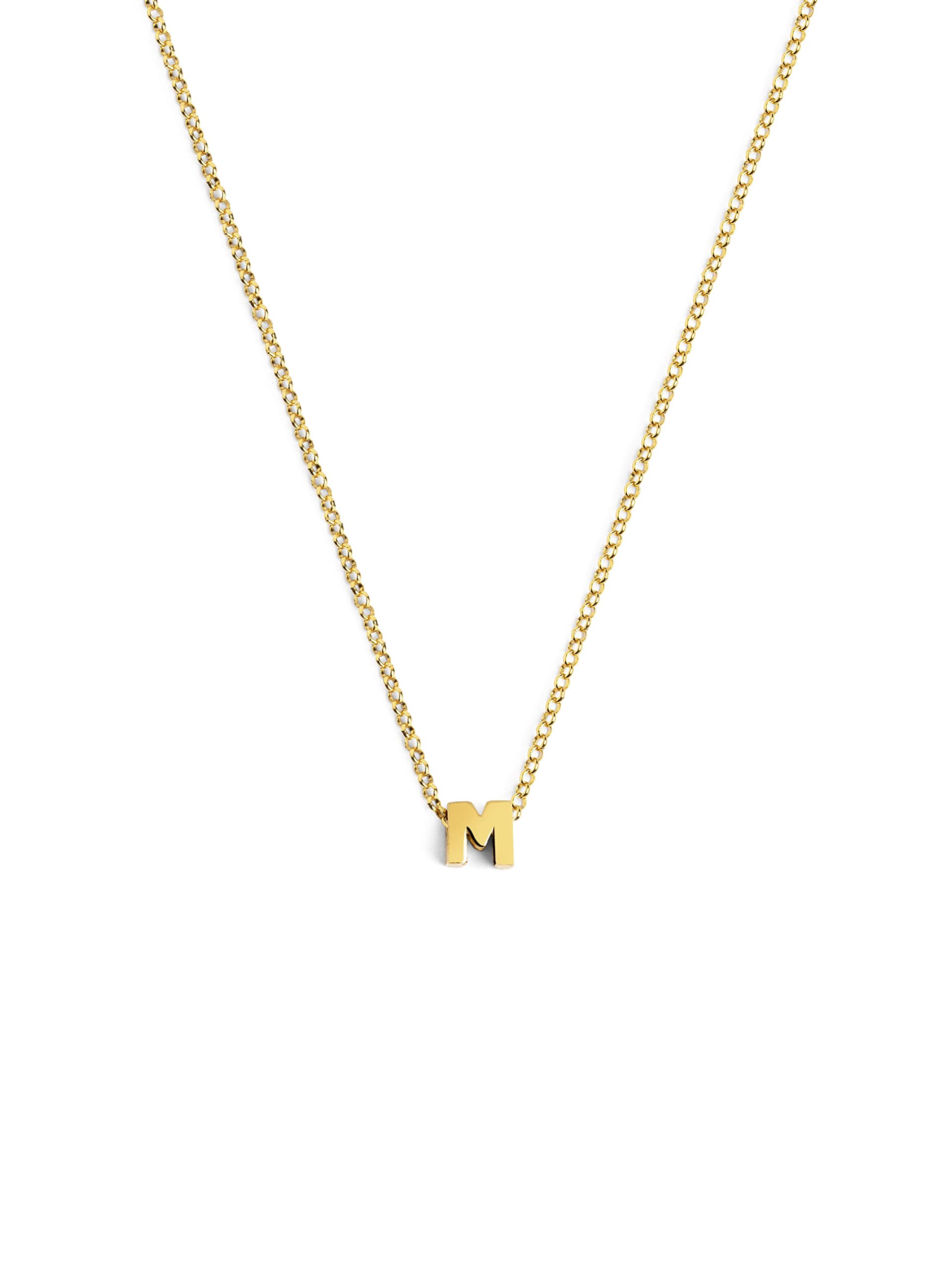 SINGULARU Collar Personalizado Single Letter - Colgante en Plata de Ley 925 con Acabado Baño de Oro de 18 Kt. - Cadena de Talla Unica - Joyas para Mujer
