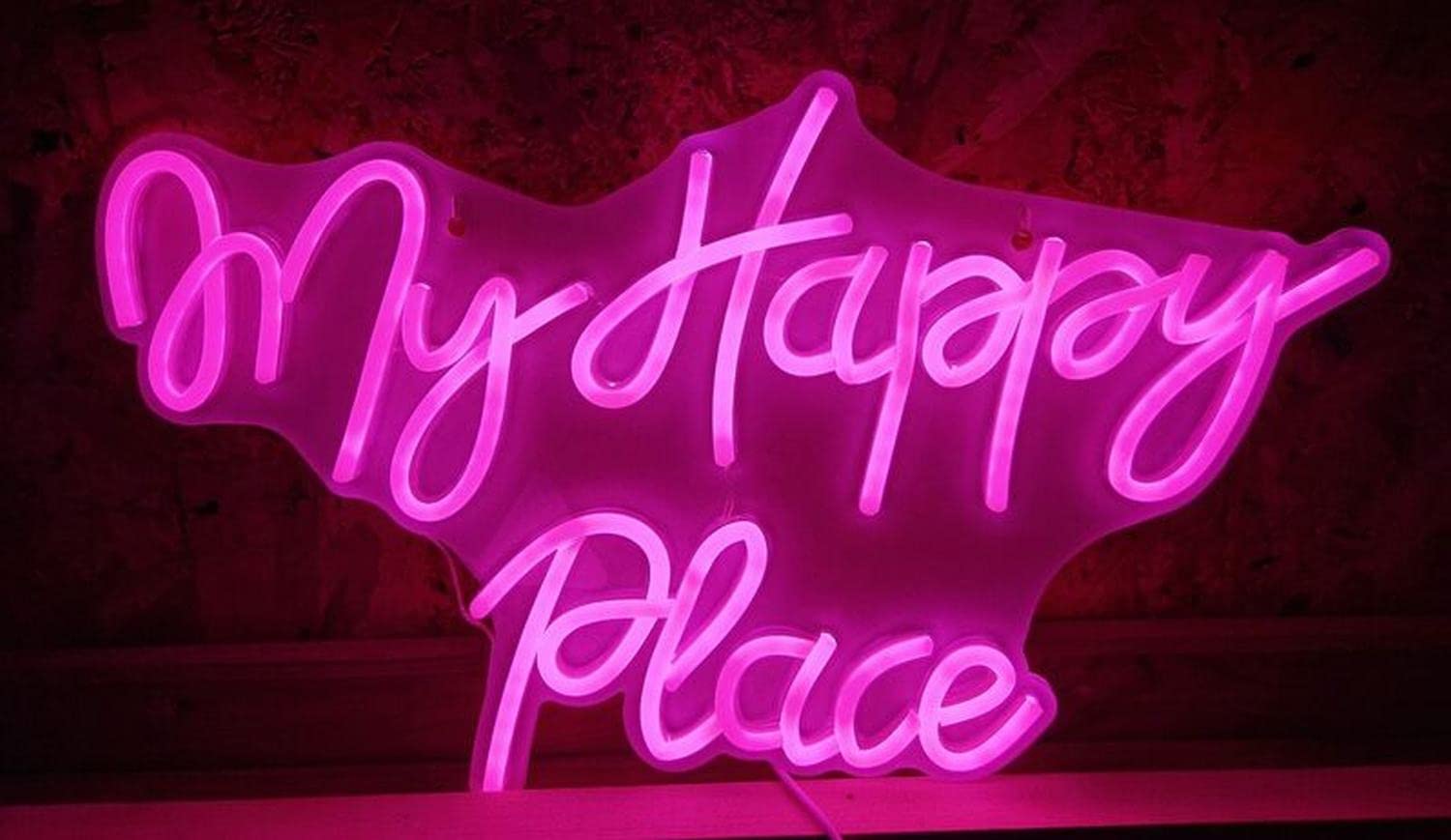 Cartel led decoración exterior Happy Place 32 x 40 cm