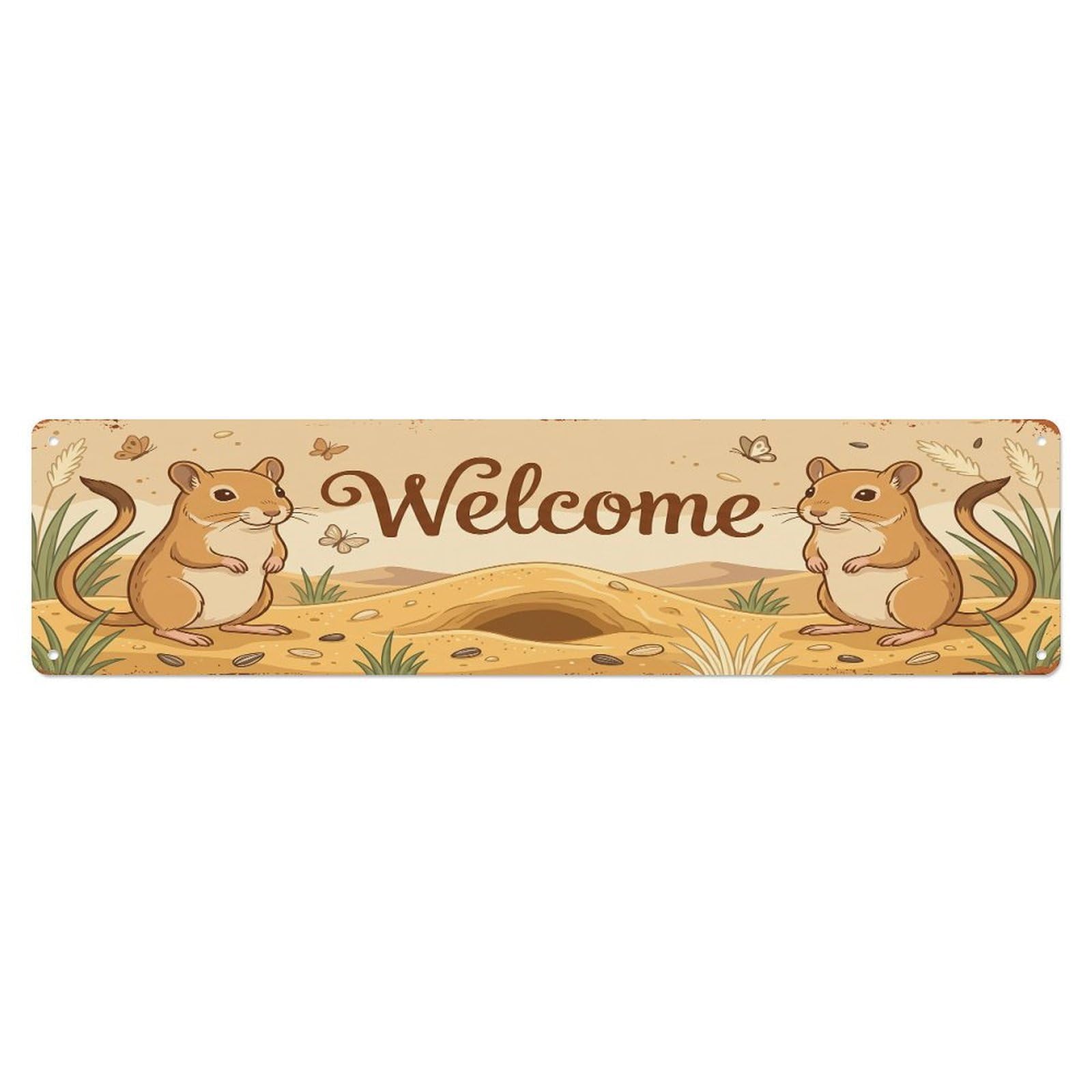 Cxhjca 4X16inch(10X40cm) Vintage Welcome Gerbil Desert Metal Tin Sign