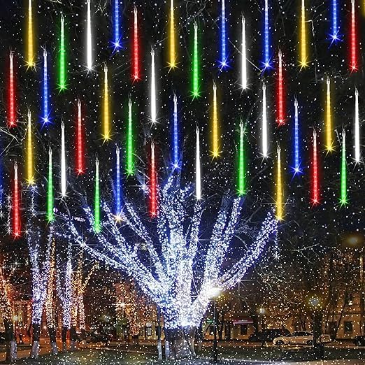 SHANJIA Rain Lights, Meteor Lights,Meteor rain Lights 50cm 10 Tube Solar rain Lights with for Christmas Parties Wedding Christmas Tree (Multicolour-A)