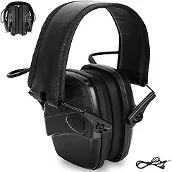 Genérico Abafador de Ruído Eletrônico, Tiro Esportivo, Redução de Ruído 25 dB, Som HD, Chamadas Claras, Portátil, Confortável e Durável, Preto