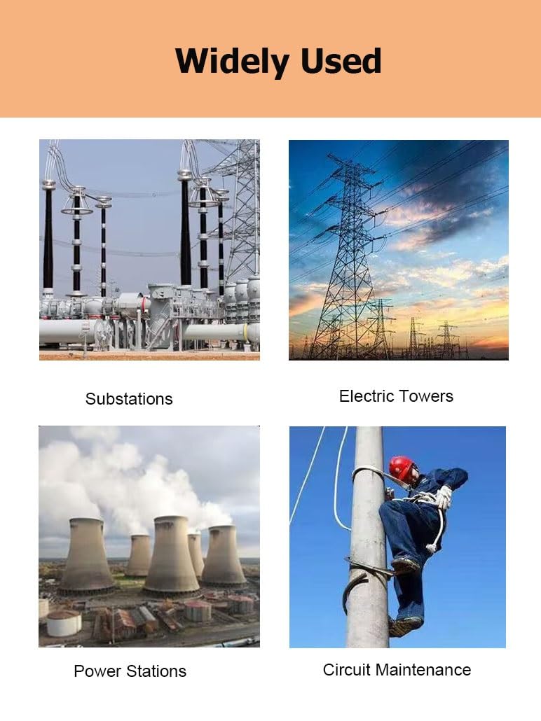 Genérico Cable de Puesta a Tierra de Alta tensión de 10 kV con 3 Varillas/Postes de Puesta a Tierra, Cable de Cobre Blando Transparente de 25 mm² para Salas de distribución eléctrica (Verde, 1,0