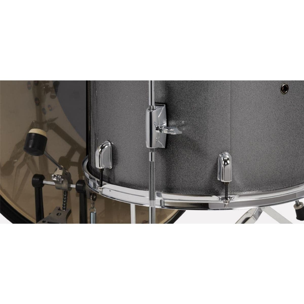 Pacific Drums Center Stage 5-Piece Drum Kit, grancassa 50,8 cm, finitura Silver Sparkle, incl. hardware, piatti e sgabello, finitura multistrato | Caratteristiche: fusti 100% in pioppo