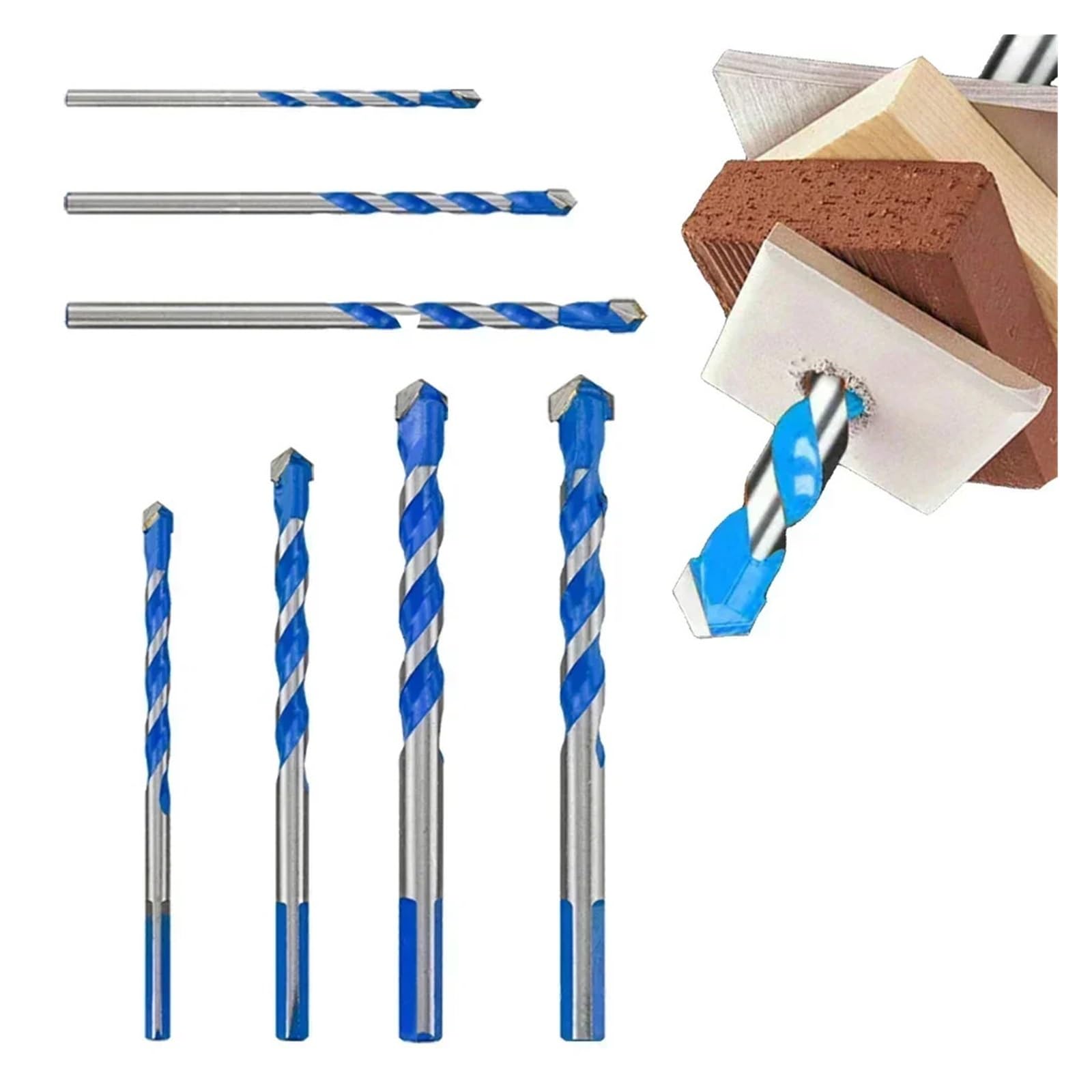 6 Pezzi 3-12mm Punta Da Trapano for Muratura In Carburo Cementato for Metallo, Porcellana, Piastrelle Di Ceramica, Calcestruzzo, Mattoni, Legno, Fresa