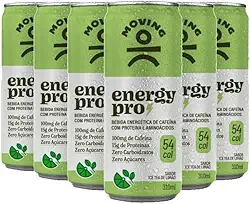 Moving Pro Energy Pro Bebida Energética, Limão e Ice Tea, 310ml, Pack com 6, Zero Açúcar, 15g Proteína