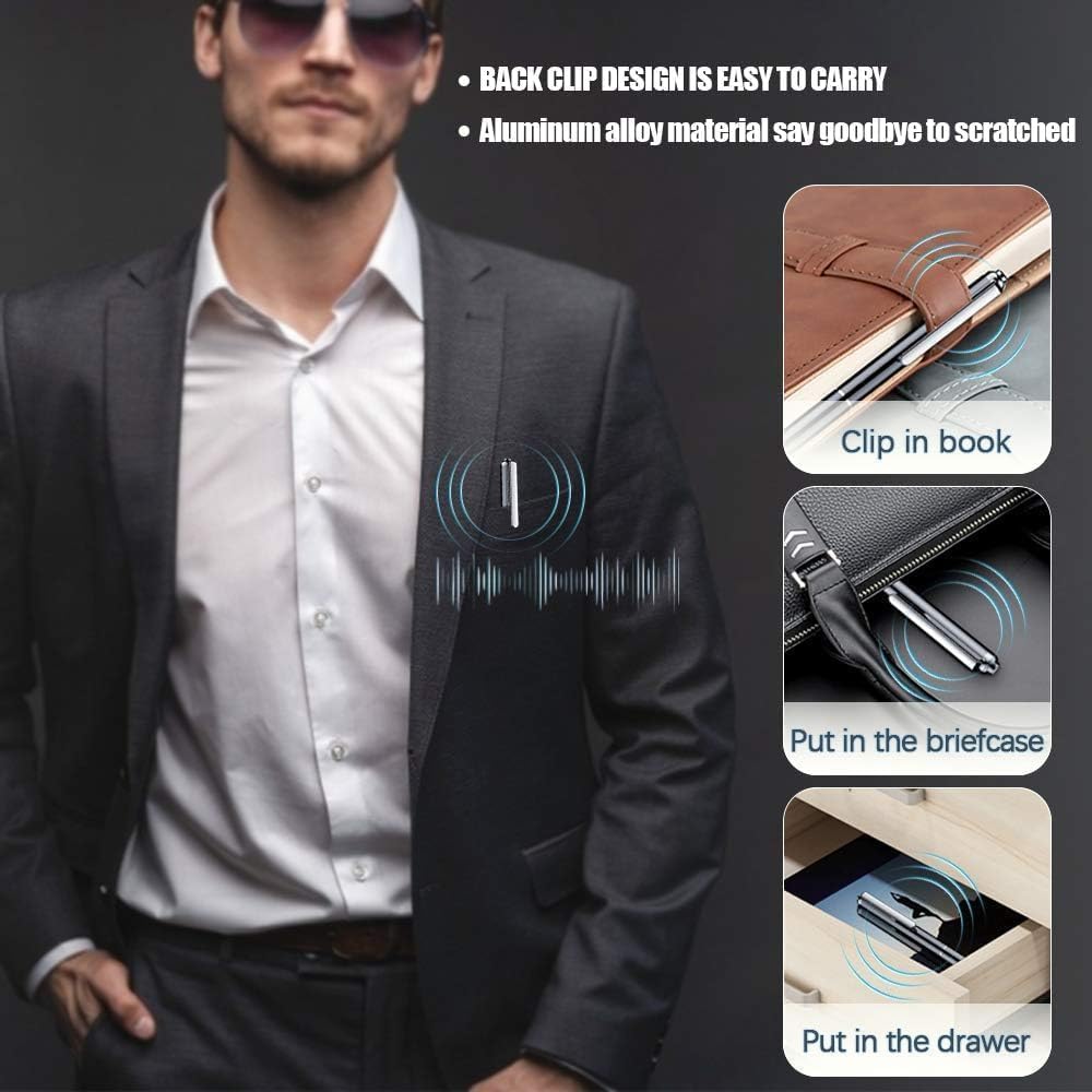 QZT 32 GB Voice Recorder Pen, Diktiergerät, 360-Grad-Soundaufnahme, HD Sprachaktivierter Rekorder, EIN-Knopf-Aufnahme, wiederaufladbarer tragbarer USB-Sprachrekorder mit MP3-Wiedergabe