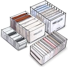 Mibee 4 Pçs 6 Grades 7 Grades 9 Grades 12 Grades Organizador de roupas Organizador de armário Divisores de gaveta com alça Guarda-roupa Organizador de roupas para jeans Calças T-shirt Roupas íntimas