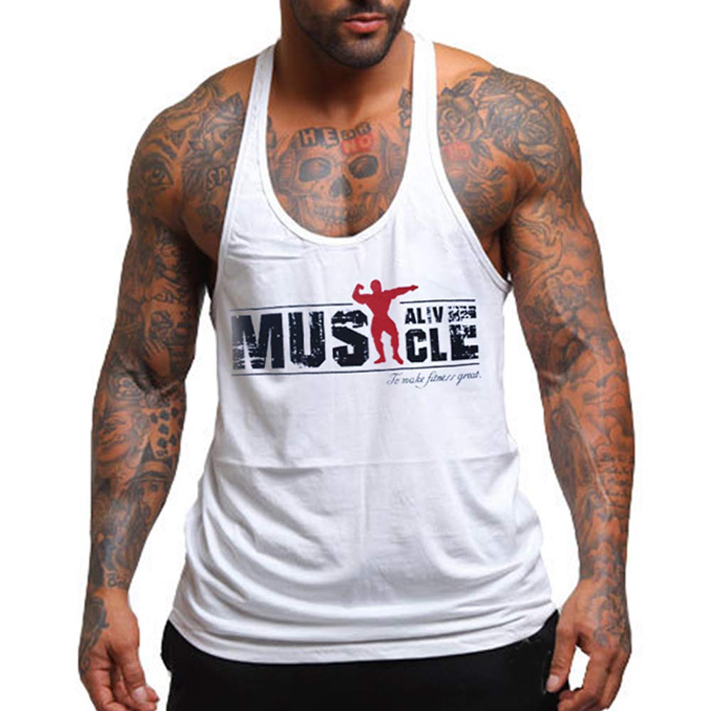 Mężczyźni Siłownia Kulturystyka Tank Top Stringer Vest Fitness Workout Sportswear Cotton
